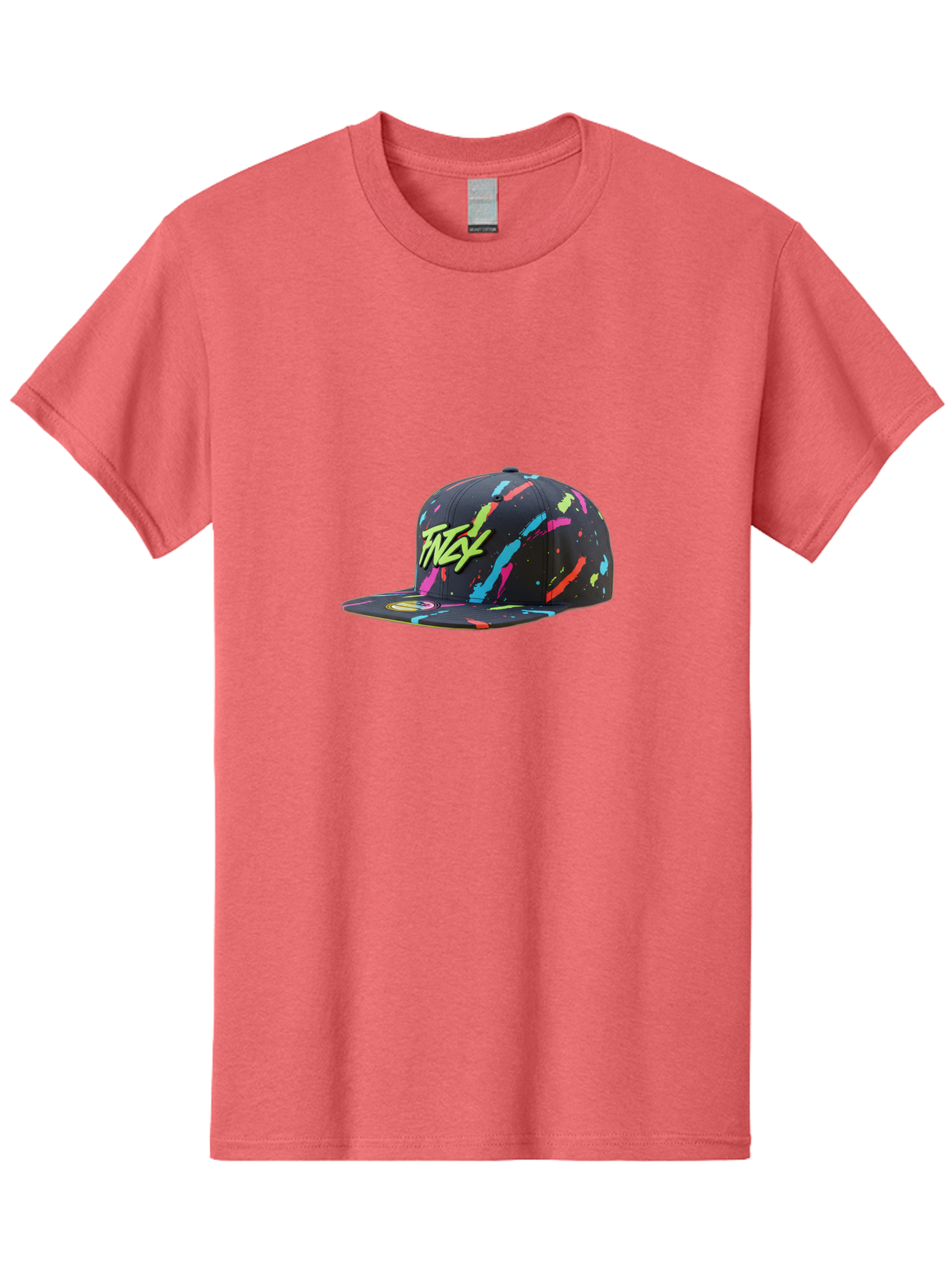 Twst-Baseball-Cap Men'S Graphic Tee, 100% Cotton, Comfortable Casual Summer Wear, Machine Washable, Graffiti Style Cap, Streetwear Fashion, Urban Clothing, Colorful Splatters, Trendy Accessories, Casual Wear, Flex Logo Bad870