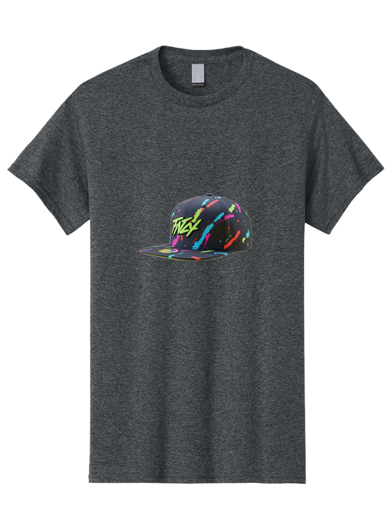 Twst-Baseball-Cap Men'S Graphic Tee, 100% Cotton, Comfortable Casual Summer Wear, Machine Washable, Graffiti Style Cap, Streetwear Fashion, Urban Clothing, Colorful Splatters, Trendy Accessories, Casual Wear, Flex Logo Bad870