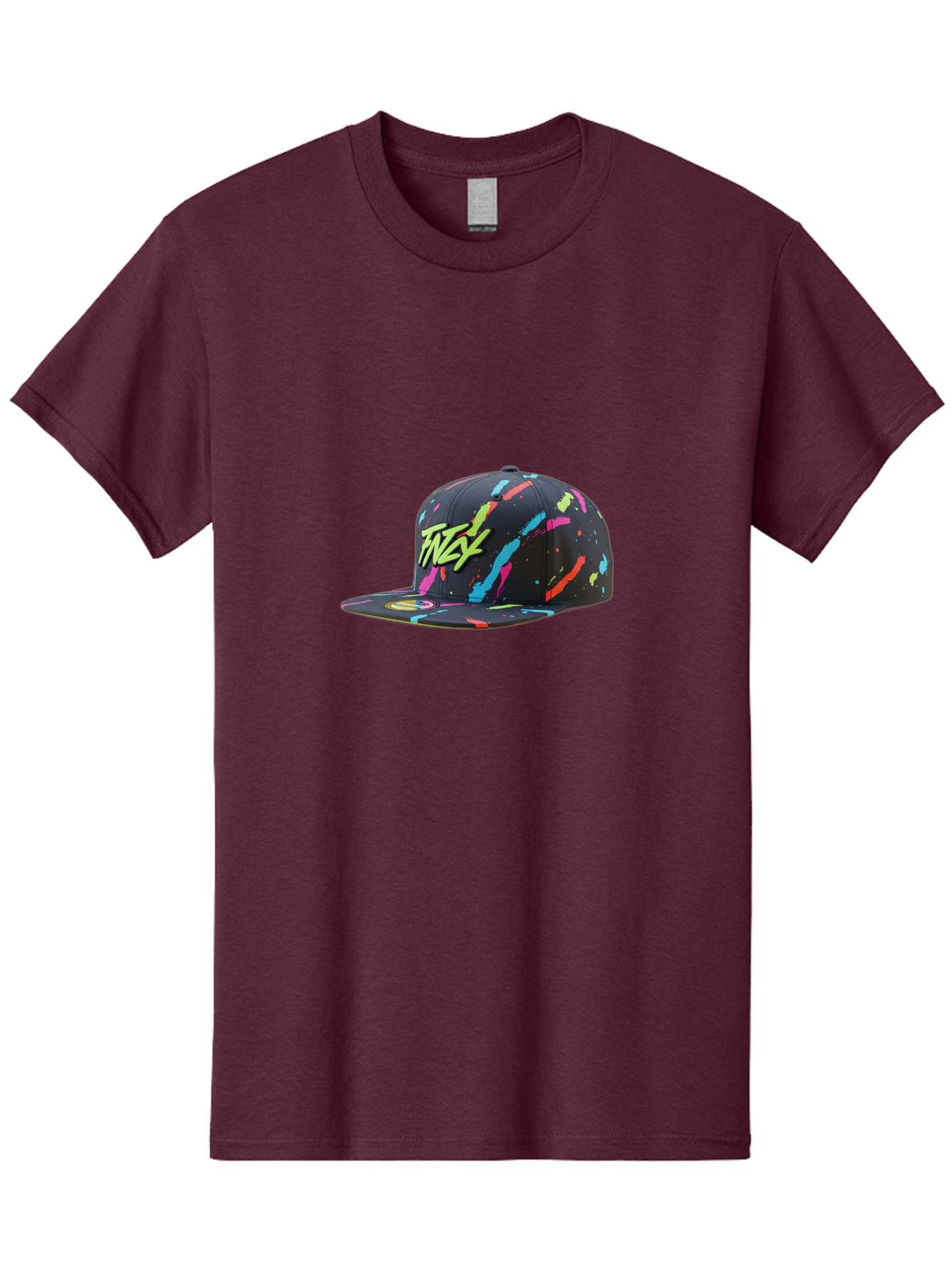 Twst-Baseball-Cap Men'S Graphic Tee, 100% Cotton, Comfortable Casual Summer Wear, Machine Washable, Graffiti Style Cap, Streetwear Fashion, Urban Clothing, Colorful Splatters, Trendy Accessories, Casual Wear, Flex Logo Bad870