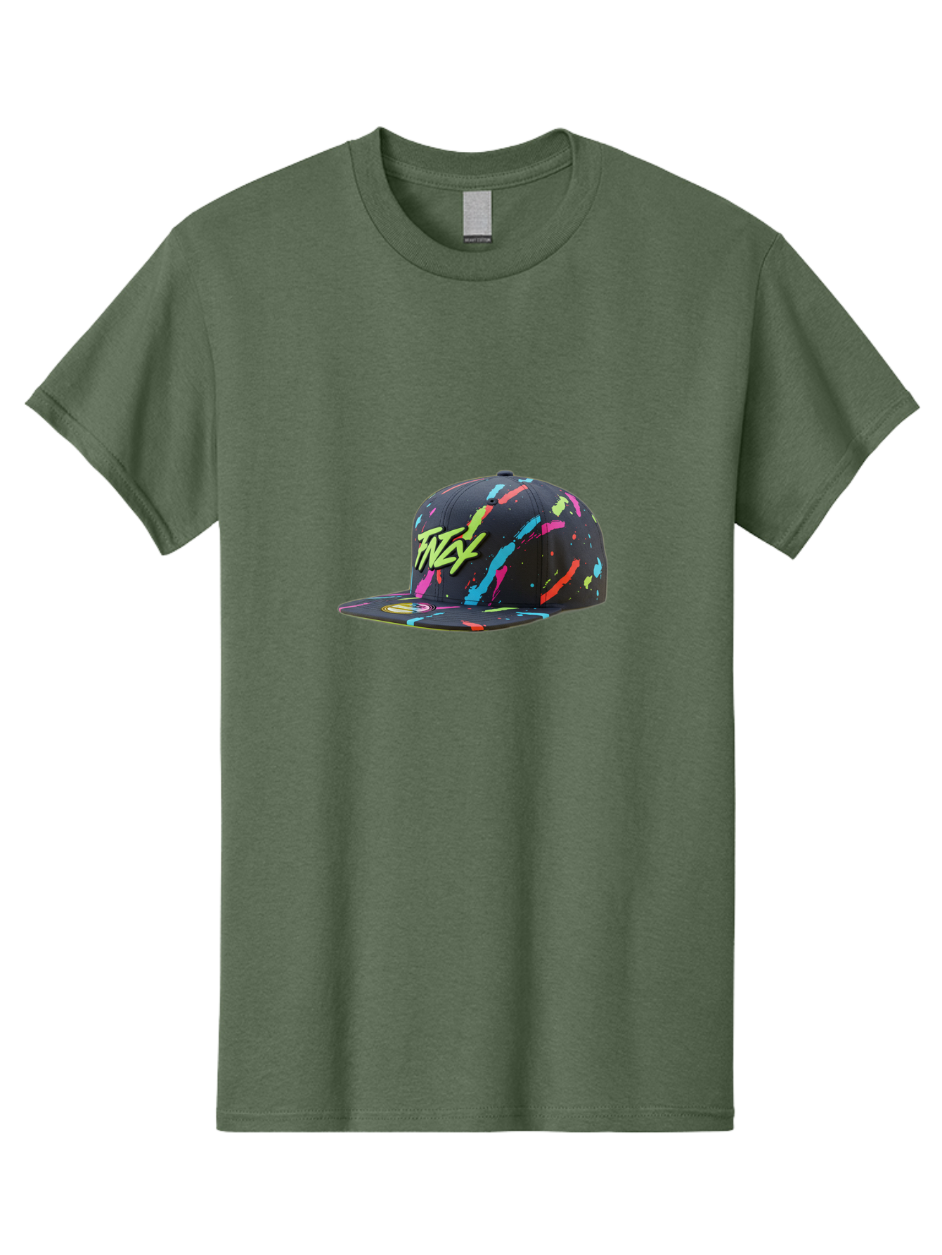 Twst-Baseball-Cap Men'S Graphic Tee, 100% Cotton, Comfortable Casual Summer Wear, Machine Washable, Graffiti Style Cap, Streetwear Fashion, Urban Clothing, Colorful Splatters, Trendy Accessories, Casual Wear, Flex Logo Bad870