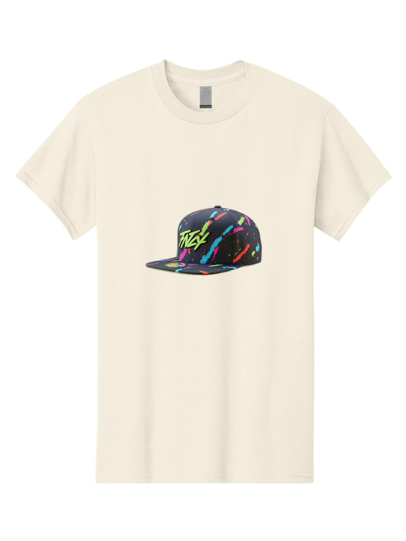 Twst-Baseball-Cap Men'S Graphic Tee, 100% Cotton, Comfortable Casual Summer Wear, Machine Washable, Graffiti Style Cap, Streetwear Fashion, Urban Clothing, Colorful Splatters, Trendy Accessories, Casual Wear, Flex Logo Bad870