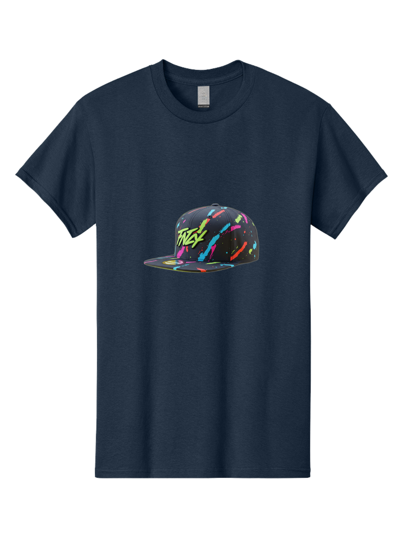 Twst-Baseball-Cap Men'S Graphic Tee, 100% Cotton, Comfortable Casual Summer Wear, Machine Washable, Graffiti Style Cap, Streetwear Fashion, Urban Clothing, Colorful Splatters, Trendy Accessories, Casual Wear, Flex Logo Bad870