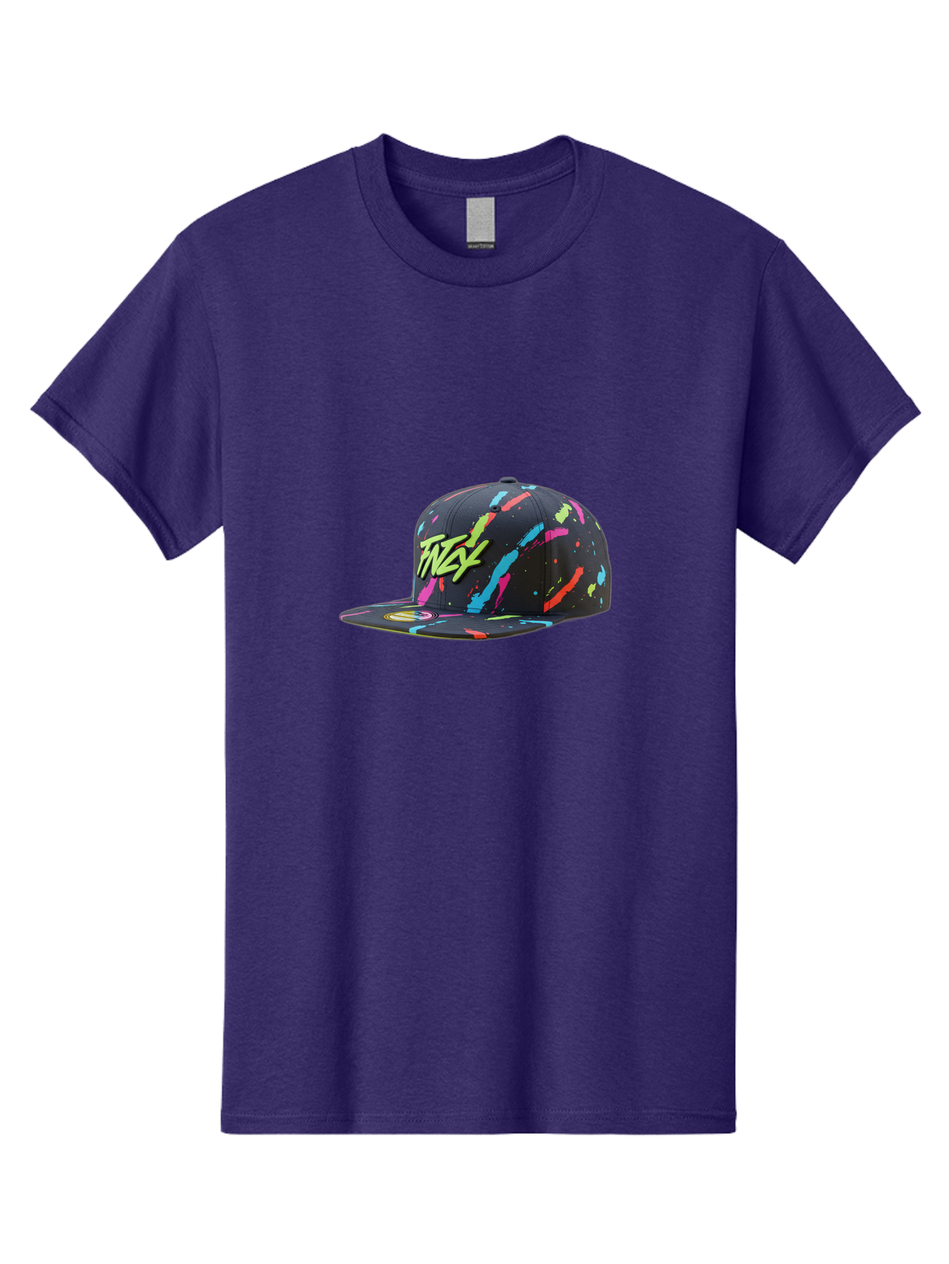 Twst-Baseball-Cap Men'S Graphic Tee, 100% Cotton, Comfortable Casual Summer Wear, Machine Washable, Graffiti Style Cap, Streetwear Fashion, Urban Clothing, Colorful Splatters, Trendy Accessories, Casual Wear, Flex Logo Bad870
