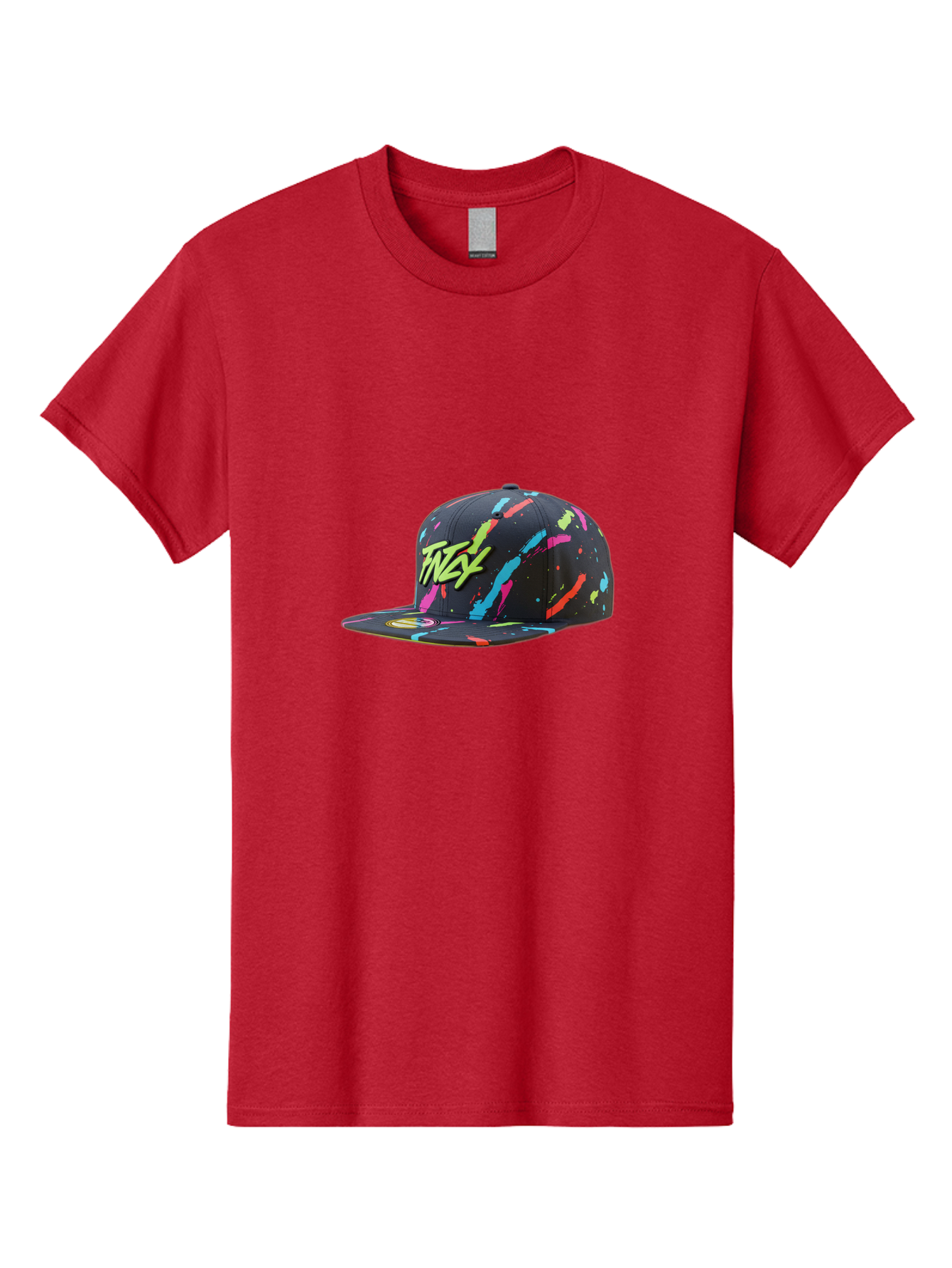 Twst-Baseball-Cap Men'S Graphic Tee, 100% Cotton, Comfortable Casual Summer Wear, Machine Washable, Graffiti Style Cap, Streetwear Fashion, Urban Clothing, Colorful Splatters, Trendy Accessories, Casual Wear, Flex Logo Bad870