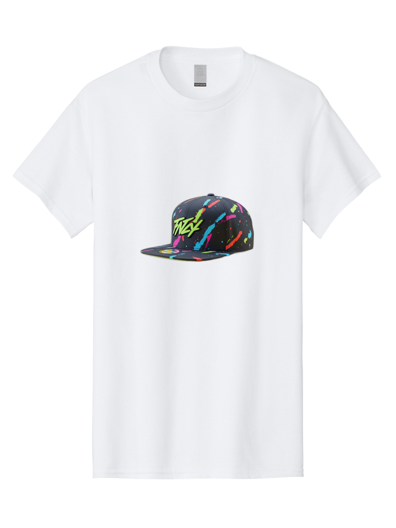 Twst-Baseball-Cap Men'S Graphic Tee, 100% Cotton, Comfortable Casual Summer Wear, Machine Washable, Graffiti Style Cap, Streetwear Fashion, Urban Clothing, Colorful Splatters, Trendy Accessories, Casual Wear, Flex Logo Bad870