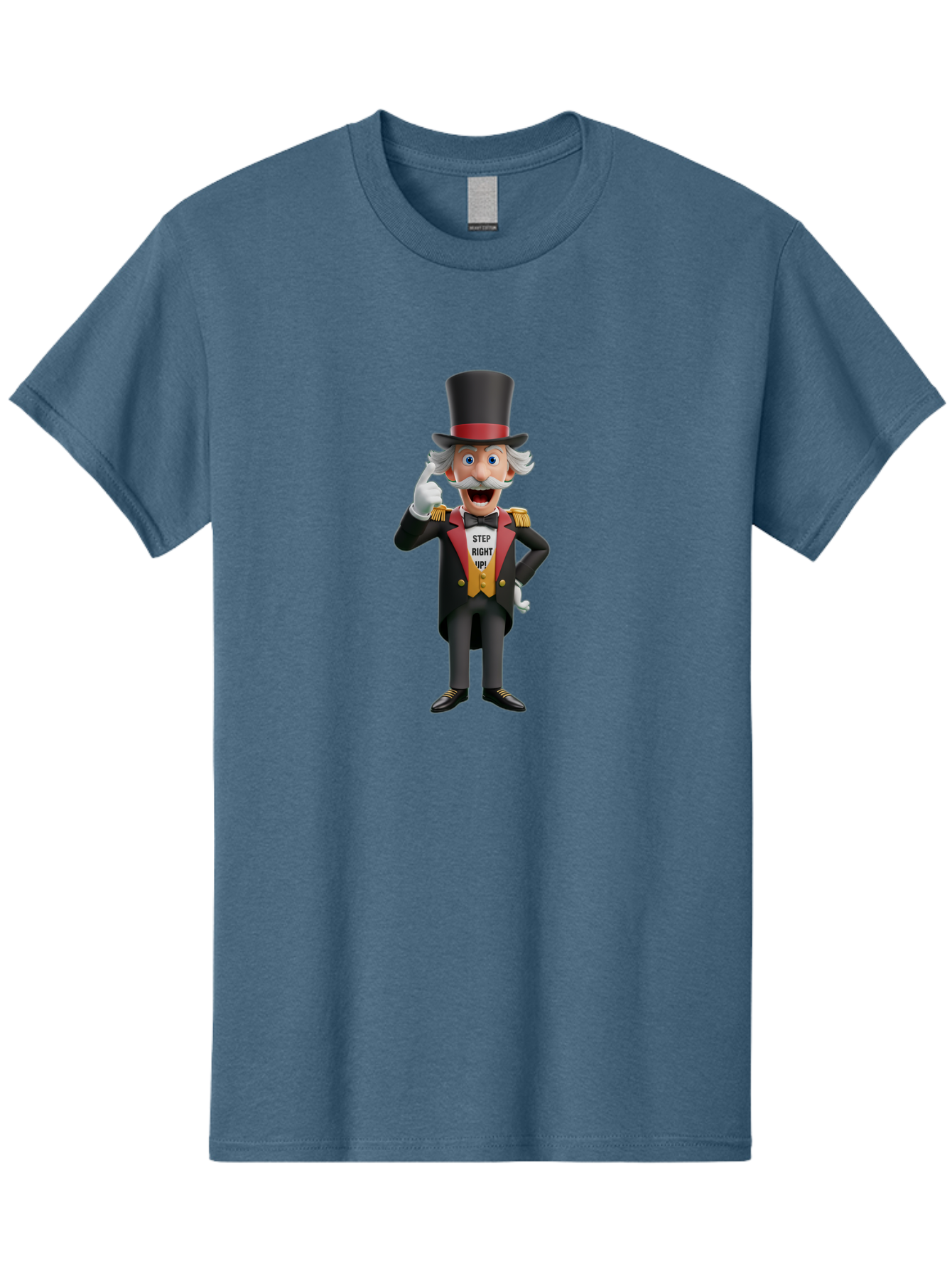 Uncle-Sam Men'S Graphic Tee, 100% Cotton, Comfortable Casual Summer Wear, Machine Washable, Uncle Sam Illustration, Cartoon Character, Usa Symbol, Patriotic Figure, Step Right Up!, Top Hat, White Gloves, Formal Attire, Vintage Style, Bad871