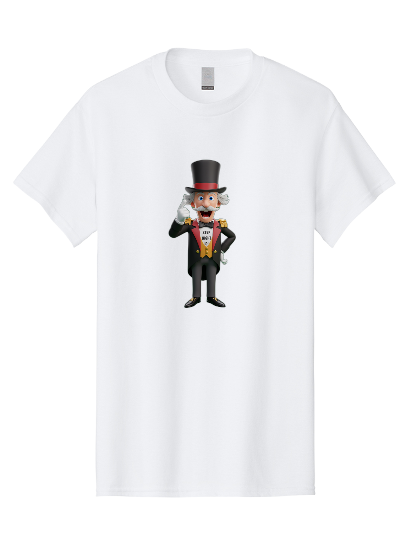 Uncle-Sam Men'S Graphic Tee, 100% Cotton, Comfortable Casual Summer Wear, Machine Washable, Uncle Sam Illustration, Cartoon Character, Usa Symbol, Patriotic Figure, Step Right Up!, Top Hat, White Gloves, Formal Attire, Vintage Style, Bad871