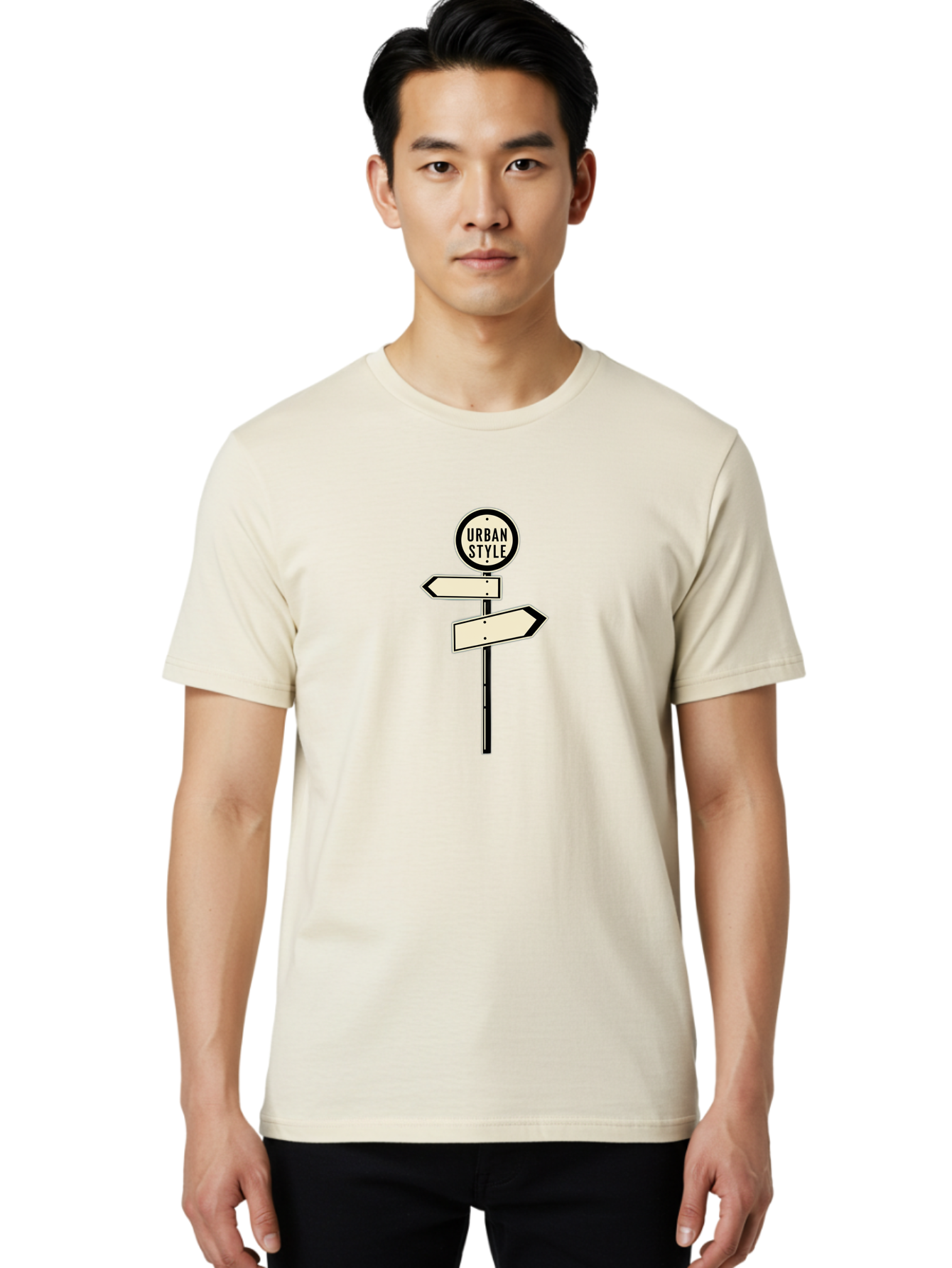 Urban-Style-1 Men'S Graphic Tee, 100% Cotton, Comfortable Casual Summer Wear, Machine Washable, Urban Style, Directional Signs, Street Signs, Blank Arrows, Navigation, Urban Fashion, Modern Design, Minimalist Style, City Navigation, Bad872