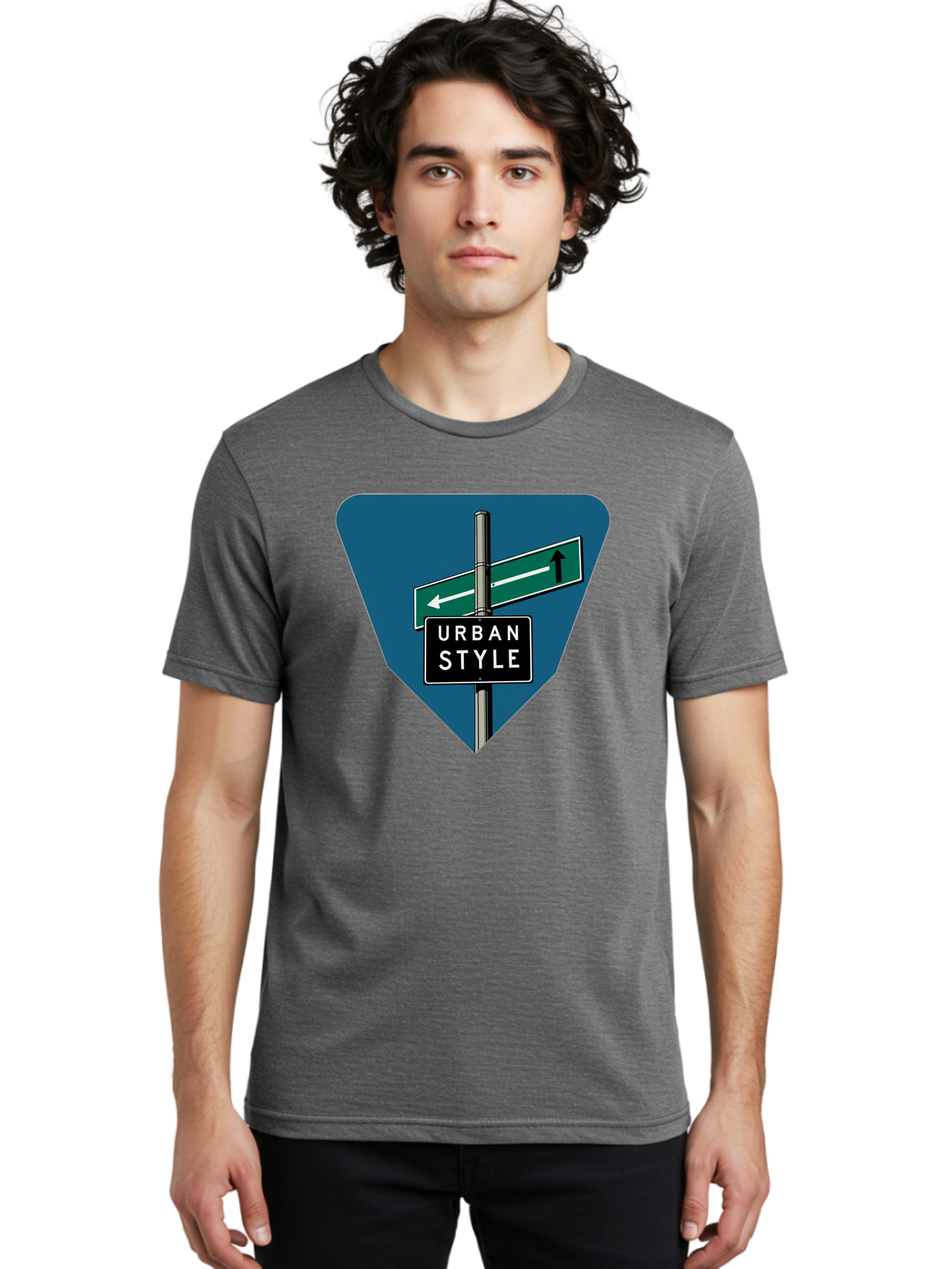 Urban-Style-2 Men'S Graphic Tee, 100% Cotton, Comfortable Casual Summer Wear, Machine Washable, Urban Style Signage, Directional Signs, City Navigation, Street Signs, Urban Direction, Urban Fashion Bad873