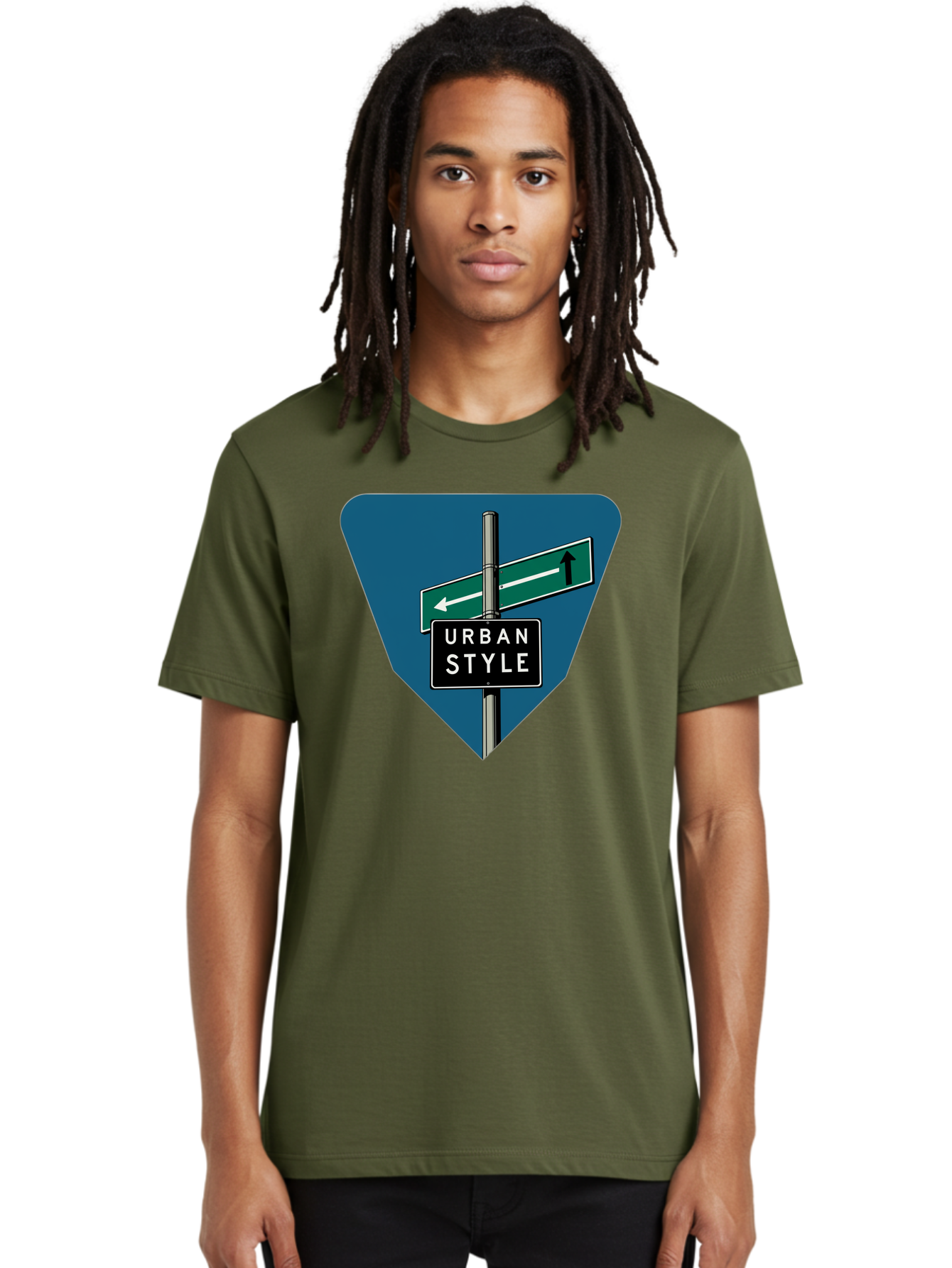 Urban-Style-2 Men'S Graphic Tee, 100% Cotton, Comfortable Casual Summer Wear, Machine Washable, Urban Style Signage, Directional Signs, City Navigation, Street Signs, Urban Direction, Urban Fashion Bad873