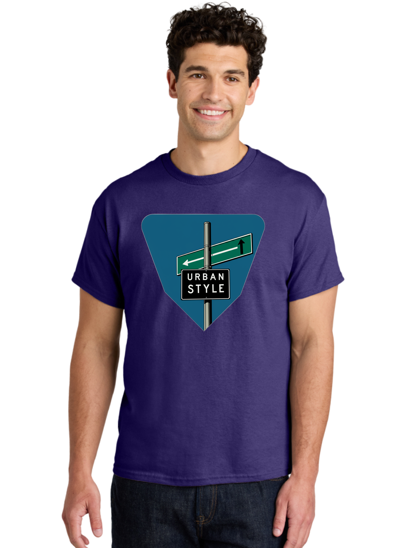 Urban-Style-2 Men'S Graphic Tee, 100% Cotton, Comfortable Casual Summer Wear, Machine Washable, Urban Style Signage, Directional Signs, City Navigation, Street Signs, Urban Direction, Urban Fashion Bad873