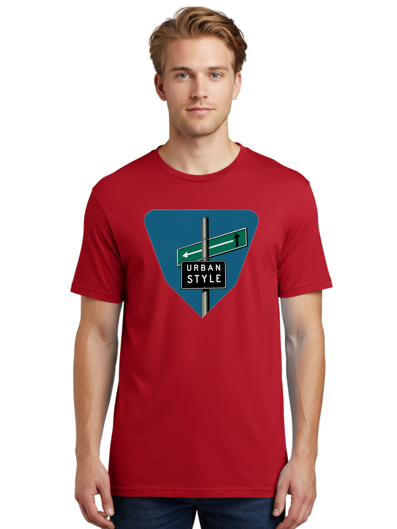 Urban-Style-2 Men'S Graphic Tee, 100% Cotton, Comfortable Casual Summer Wear, Machine Washable, Urban Style Signage, Directional Signs, City Navigation, Street Signs, Urban Direction, Urban Fashion Bad873