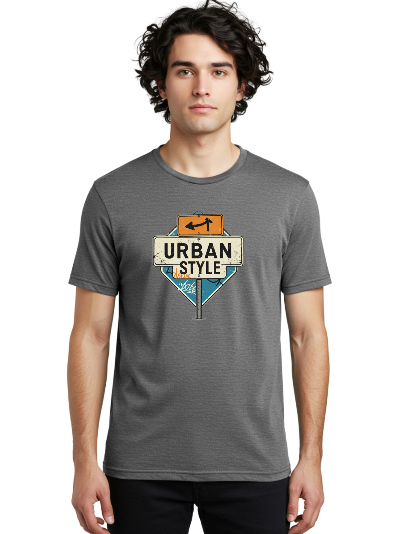 Urban-Style-3 Men'S Graphic Tee, 100% Cotton, Comfortable Casual Summer Wear, Machine Washable, Urban Style, Street Signs, Graffiti Art, Urban Culture, Street Fashion, City Life, Modern Aesthetic, Edgy Vibe, Urban Chic, Streetwear Style, Bad874