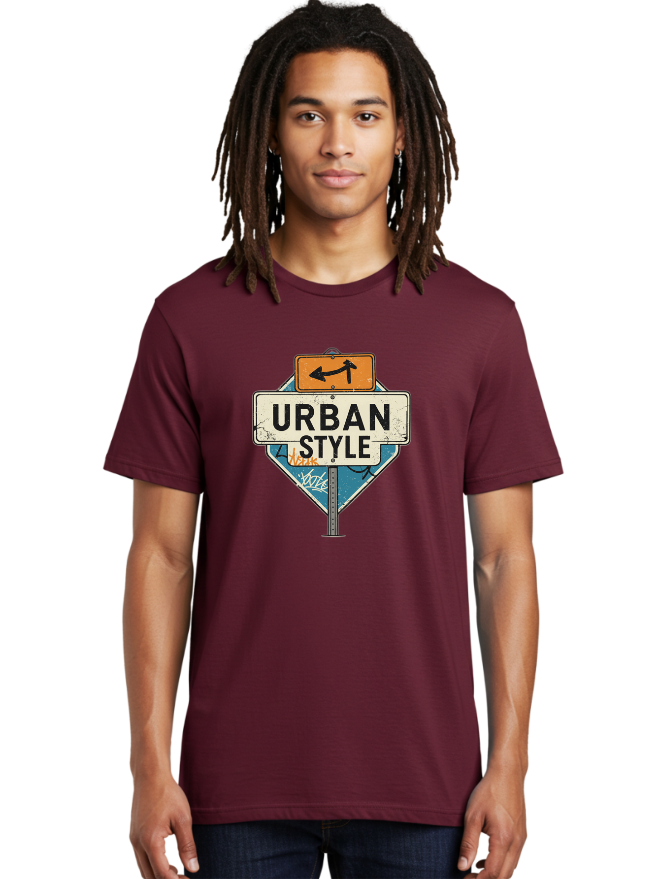 Urban-Style-3 Men'S Graphic Tee, 100% Cotton, Comfortable Casual Summer Wear, Machine Washable, Urban Style, Street Signs, Graffiti Art, Urban Culture, Street Fashion, City Life, Modern Aesthetic, Edgy Vibe, Urban Chic, Streetwear Style, Bad874
