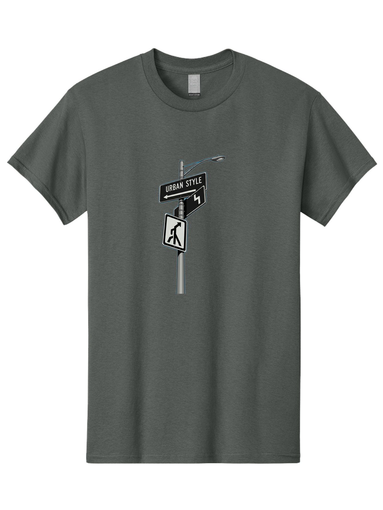 Urban-Style-5 Men'S Graphic Tee, 100% Cotton, Comfortable Casual Summer Wear, Machine Washable, Street Signs, Urban Direction, Street Style, Black And White, Directional Signs, City Life, Pedestrian Crossing, Street Lamp Bad876