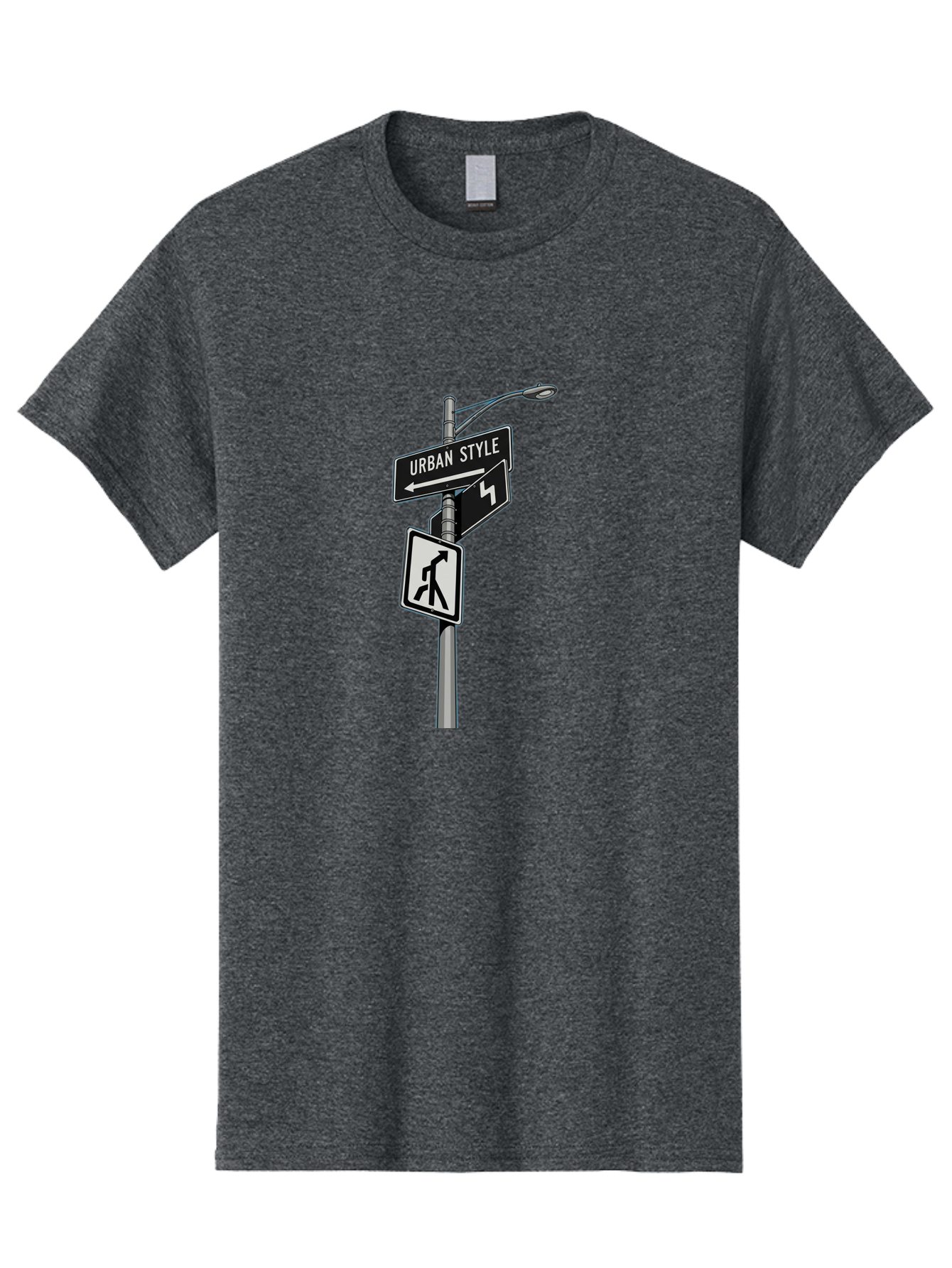 Urban-Style-5 Men'S Graphic Tee, 100% Cotton, Comfortable Casual Summer Wear, Machine Washable, Street Signs, Urban Direction, Street Style, Black And White, Directional Signs, City Life, Pedestrian Crossing, Street Lamp Bad876