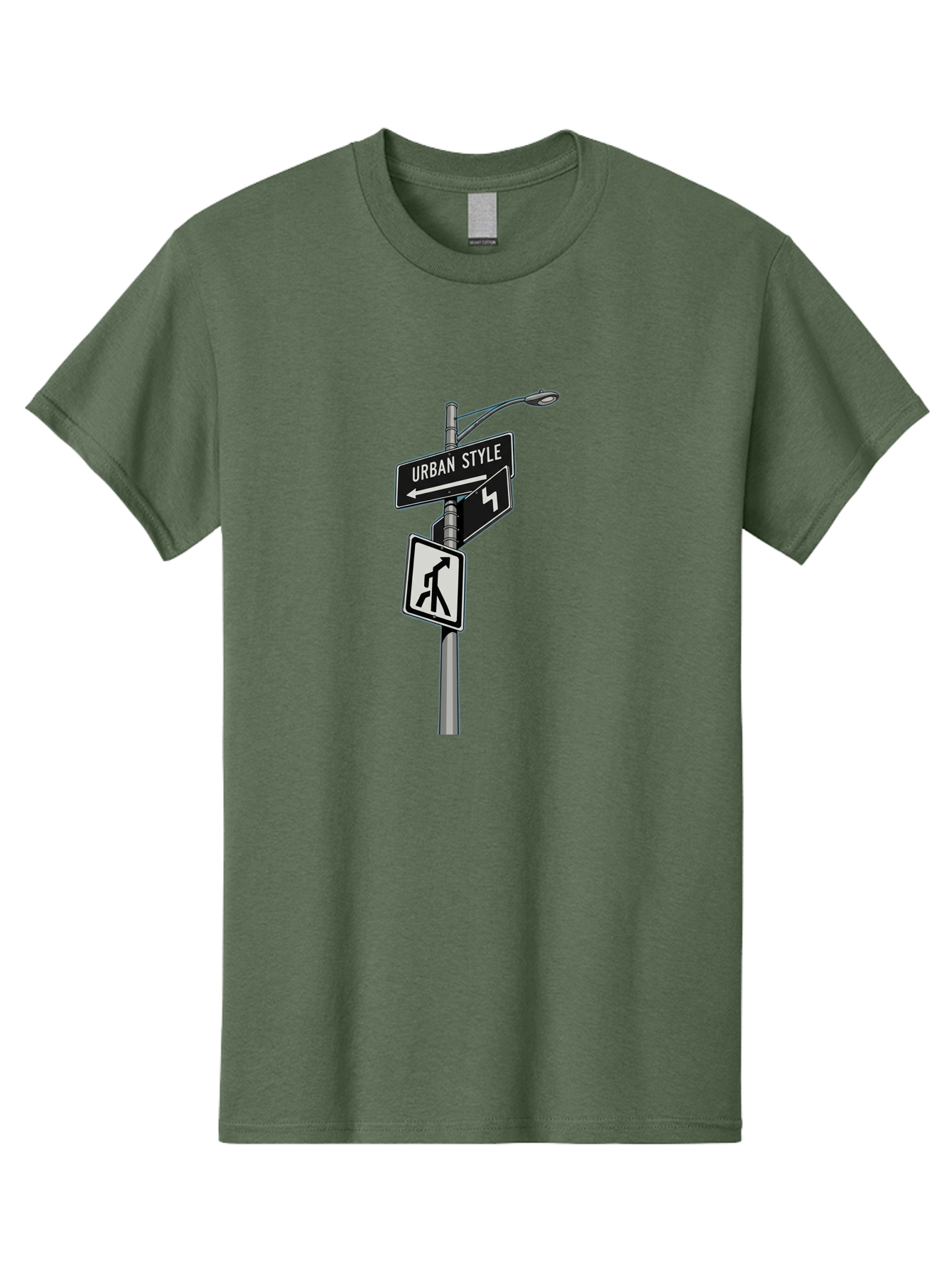 Urban-Style-5 Men'S Graphic Tee, 100% Cotton, Comfortable Casual Summer Wear, Machine Washable, Street Signs, Urban Direction, Street Style, Black And White, Directional Signs, City Life, Pedestrian Crossing, Street Lamp Bad876