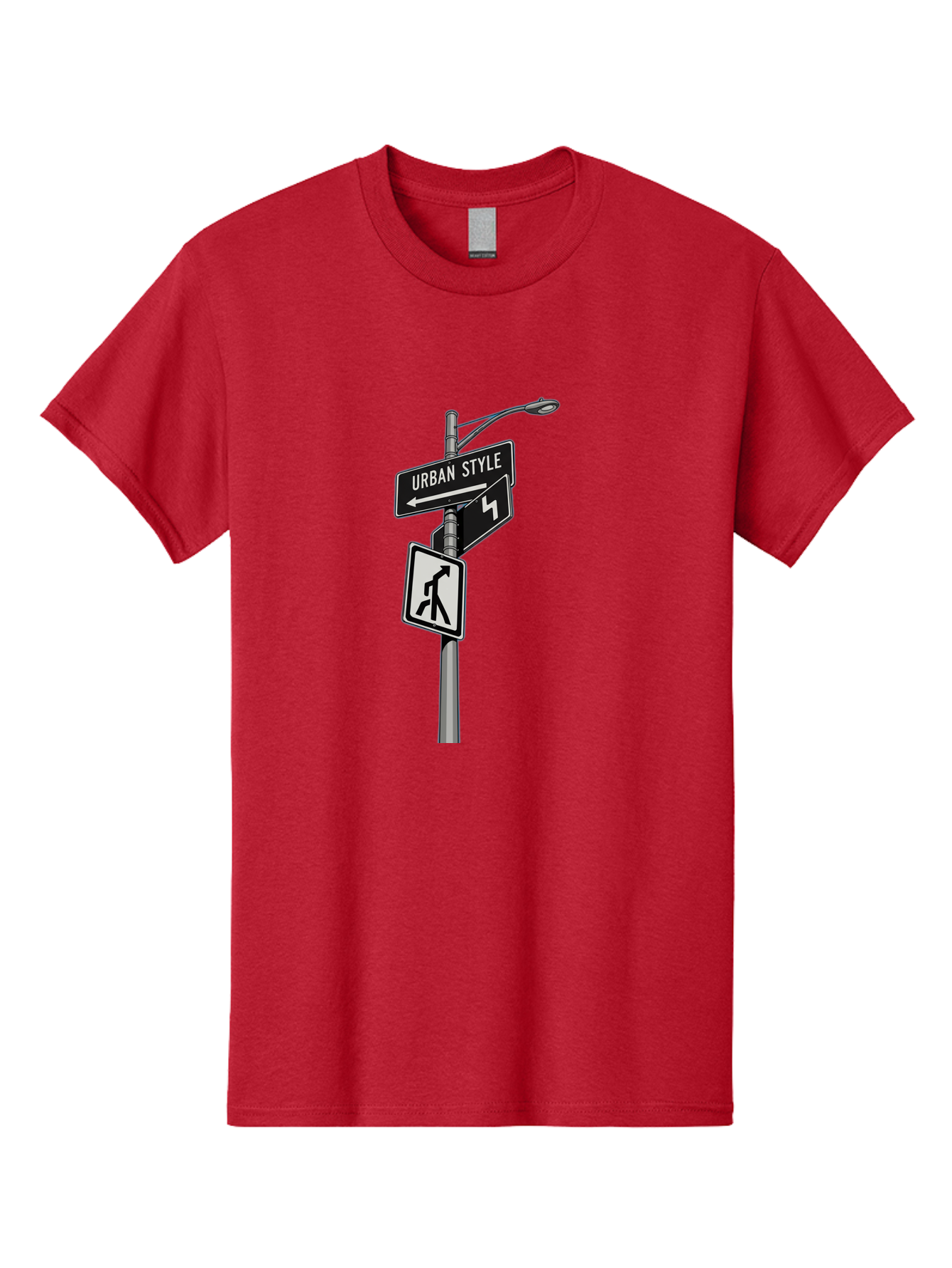 Urban-Style-5 Men'S Graphic Tee, 100% Cotton, Comfortable Casual Summer Wear, Machine Washable, Street Signs, Urban Direction, Street Style, Black And White, Directional Signs, City Life, Pedestrian Crossing, Street Lamp Bad876