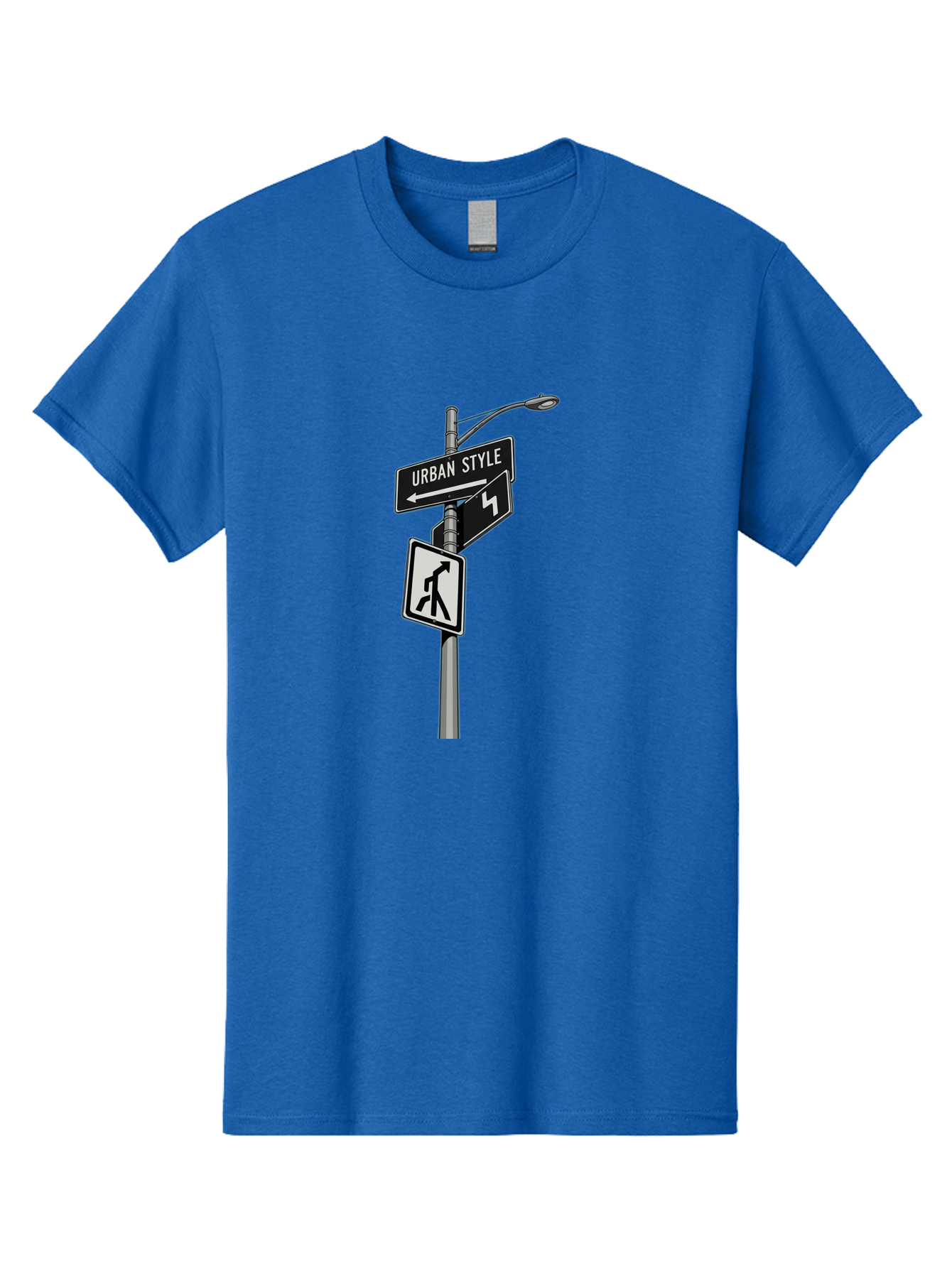 Urban-Style-5 Men'S Graphic Tee, 100% Cotton, Comfortable Casual Summer Wear, Machine Washable, Street Signs, Urban Direction, Street Style, Black And White, Directional Signs, City Life, Pedestrian Crossing, Street Lamp Bad876