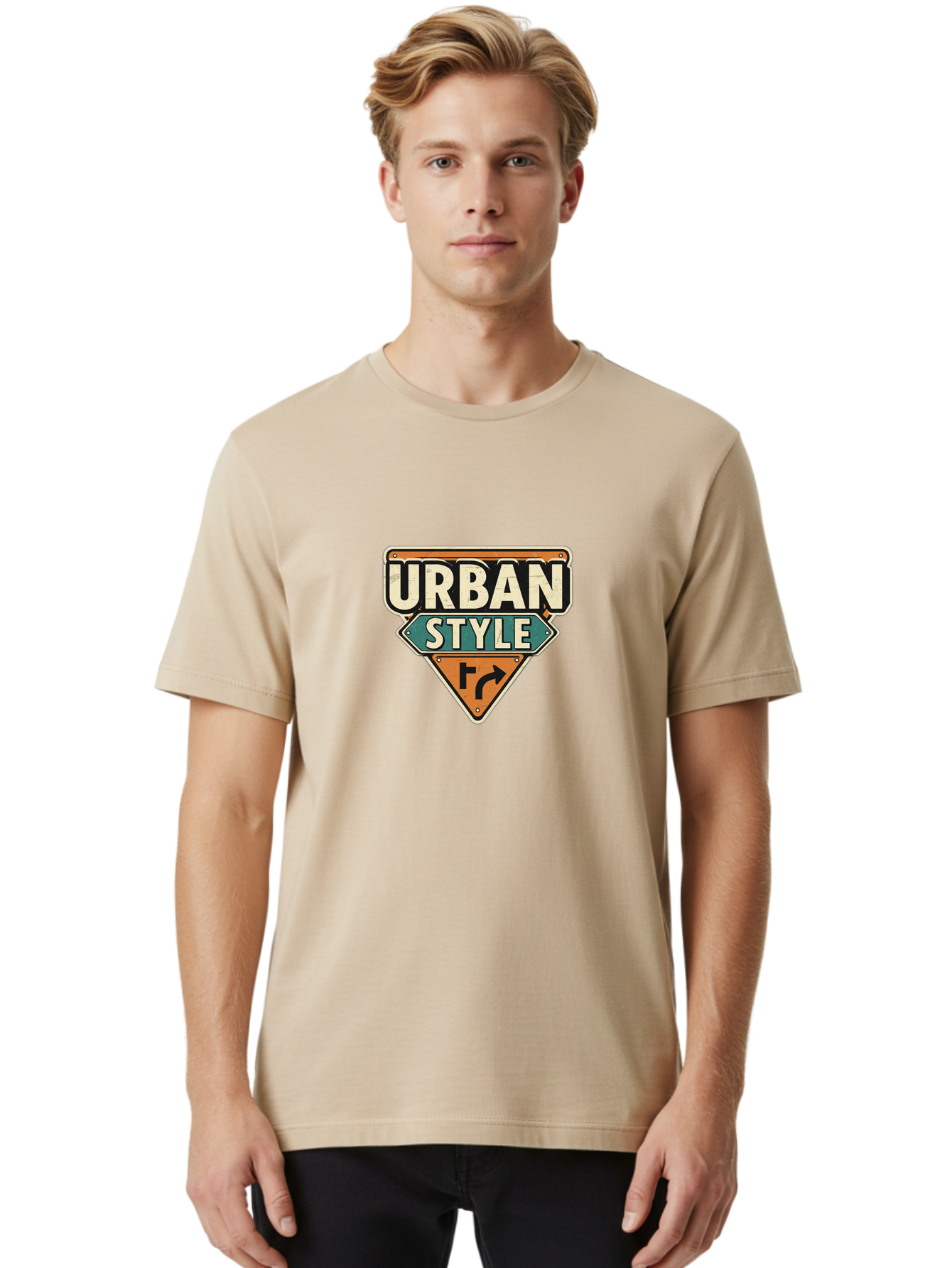 Urban-Style Men'S Graphic Tee, 100% Cotton, Comfortable Casual Summer Wear, Machine Washable, Urban Street Style, Modern Design, Street Signs, Trendy Graphics, Urban Fashion, City Vibe, Edgy Look, Stylish Logos Bad878