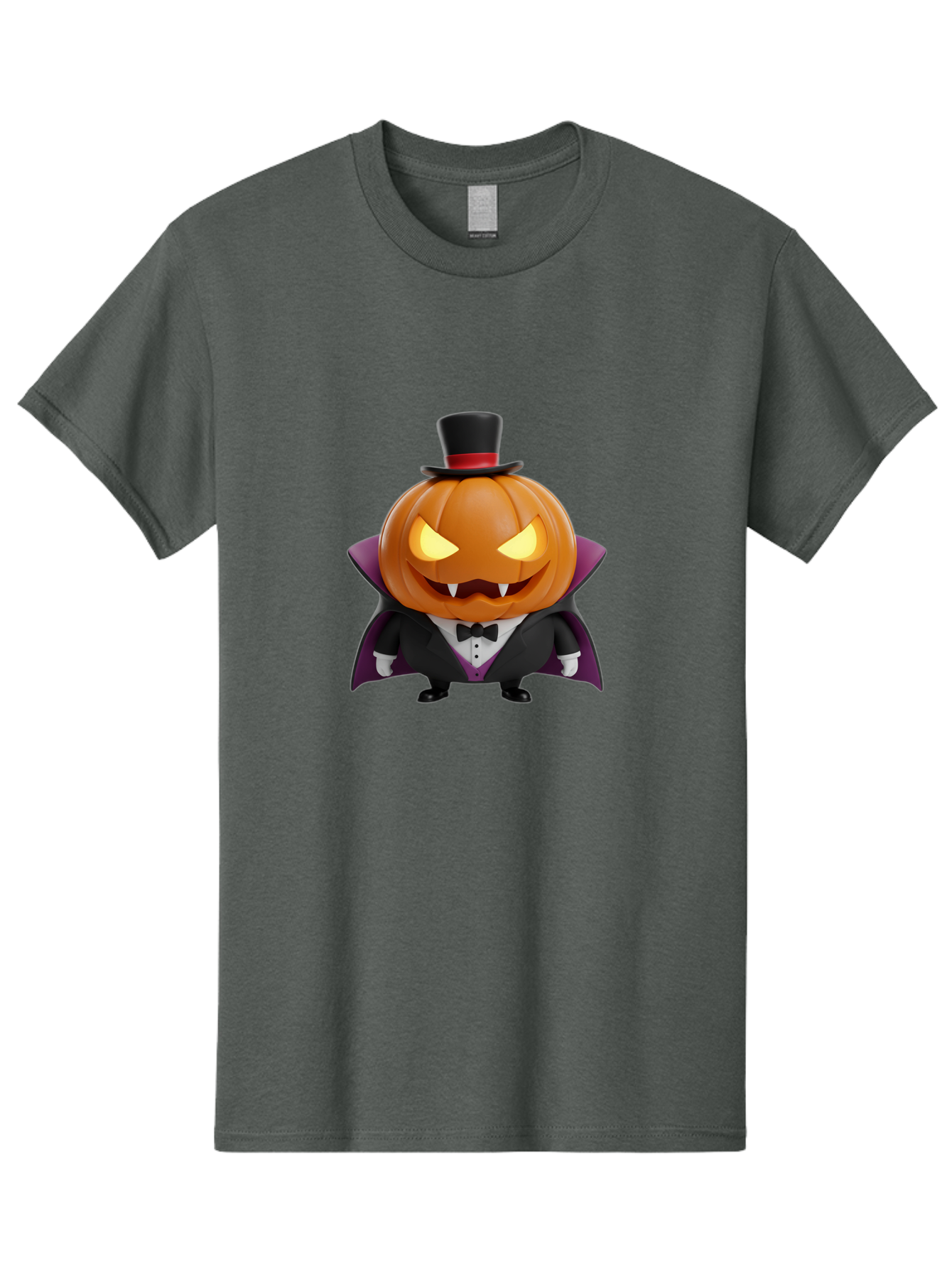 Vampire-Jack-O-Lantern Men'S Graphic Tee, 100% Cotton, Comfortable Casual Summer Wear, Machine Washable, Vampire Jack-O-Lantern, Halloween Character, Cartoon Pumpkin, Fangs, Top Hat, Tuxedo, Cape, Spooky, Halloween Decor, Autumnal Theme, Bad880
