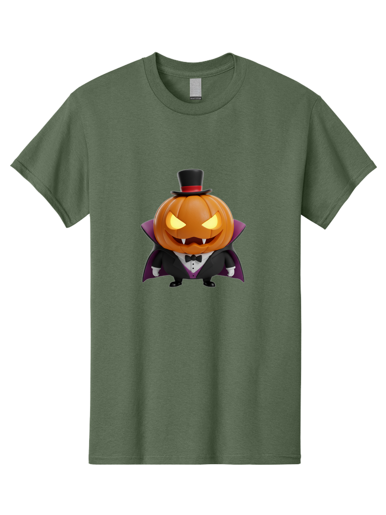 Vampire-Jack-O-Lantern Men'S Graphic Tee, 100% Cotton, Comfortable Casual Summer Wear, Machine Washable, Vampire Jack-O-Lantern, Halloween Character, Cartoon Pumpkin, Fangs, Top Hat, Tuxedo, Cape, Spooky, Halloween Decor, Autumnal Theme, Bad880
