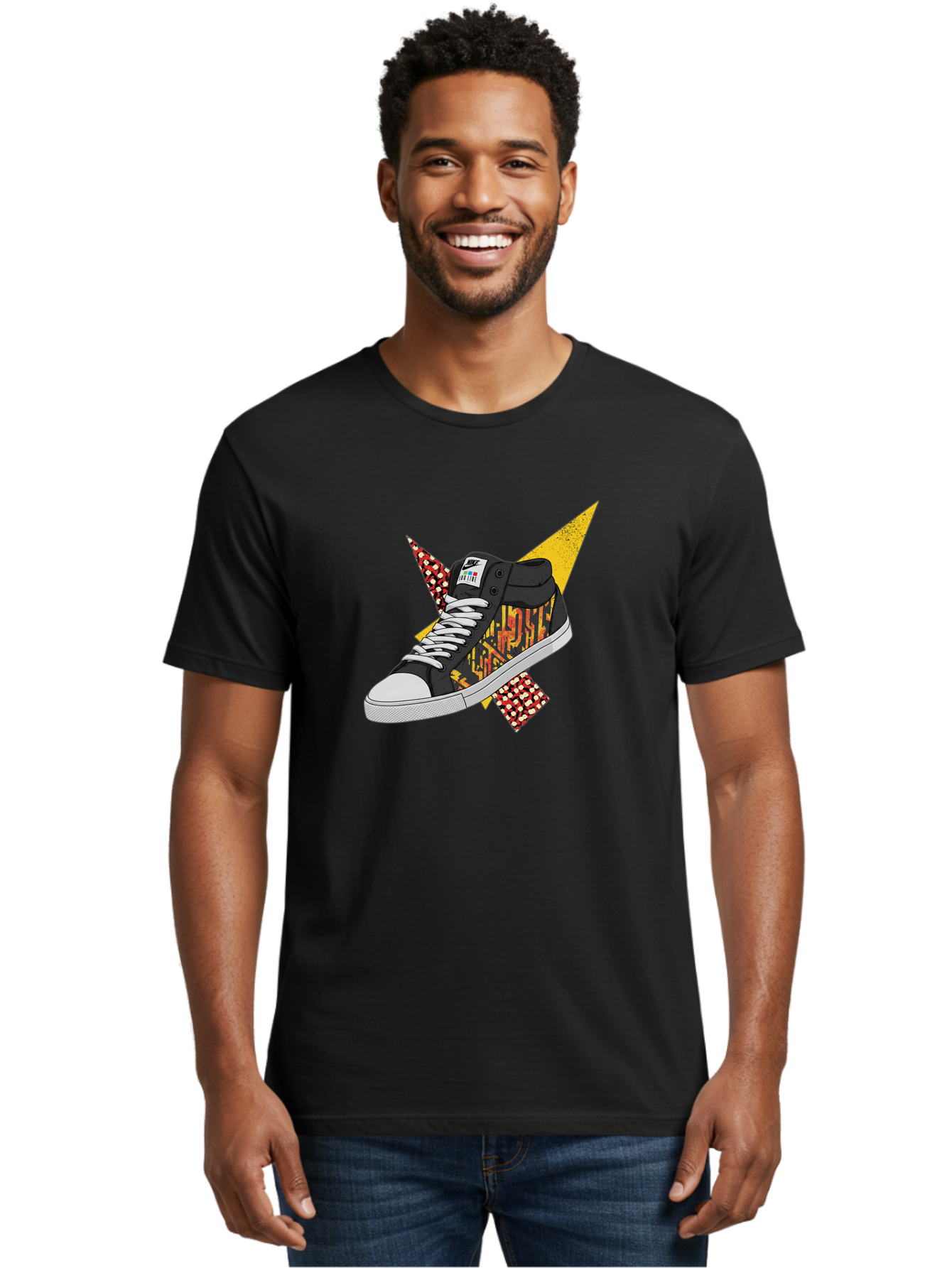 Vans Men'S Graphic Tee, 100% Cotton, Comfortable Casual Summer Wear, Machine Washable, Nike Sb Sneakers, Black And Yellow Design, White Laces, Streetwear Fashion, Skateboarding Shoes, Bold Graphics, Colorful Accents, Youth Culture Bad882