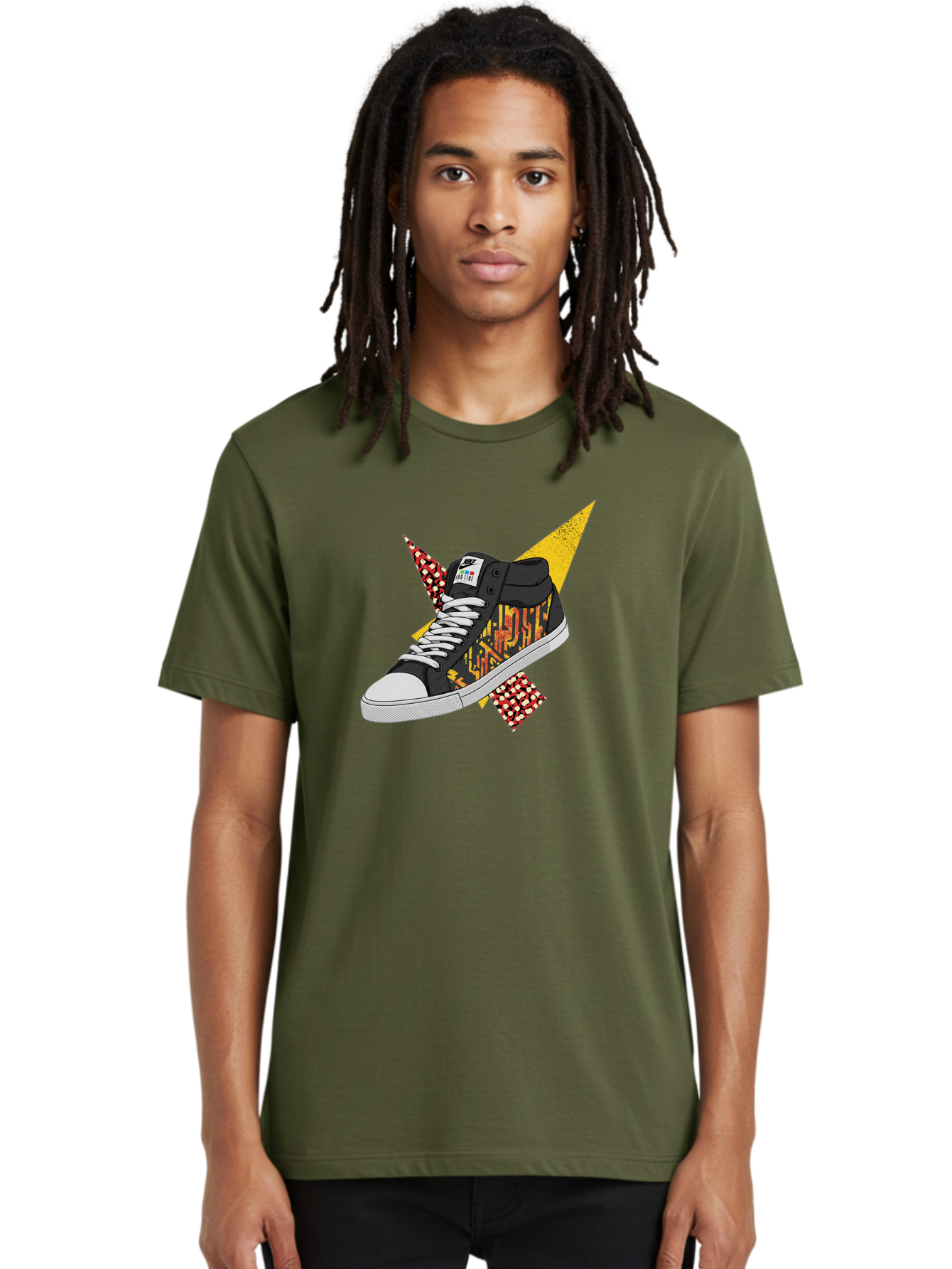 Vans Men'S Graphic Tee, 100% Cotton, Comfortable Casual Summer Wear, Machine Washable, Nike Sb Sneakers, Black And Yellow Design, White Laces, Streetwear Fashion, Skateboarding Shoes, Bold Graphics, Colorful Accents, Youth Culture Bad882