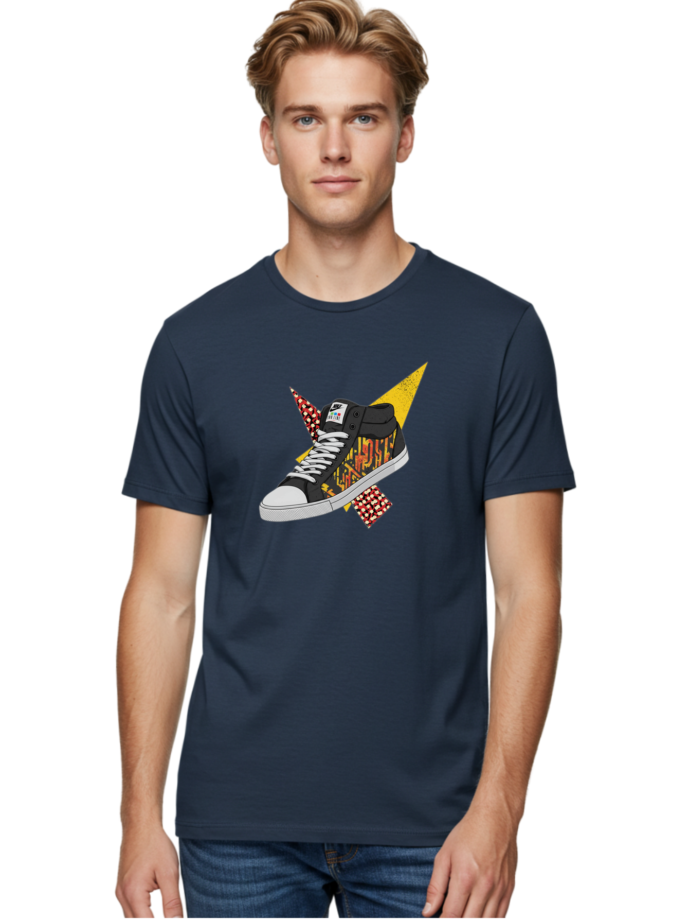 Vans Men'S Graphic Tee, 100% Cotton, Comfortable Casual Summer Wear, Machine Washable, Nike Sb Sneakers, Black And Yellow Design, White Laces, Streetwear Fashion, Skateboarding Shoes, Bold Graphics, Colorful Accents, Youth Culture Bad882
