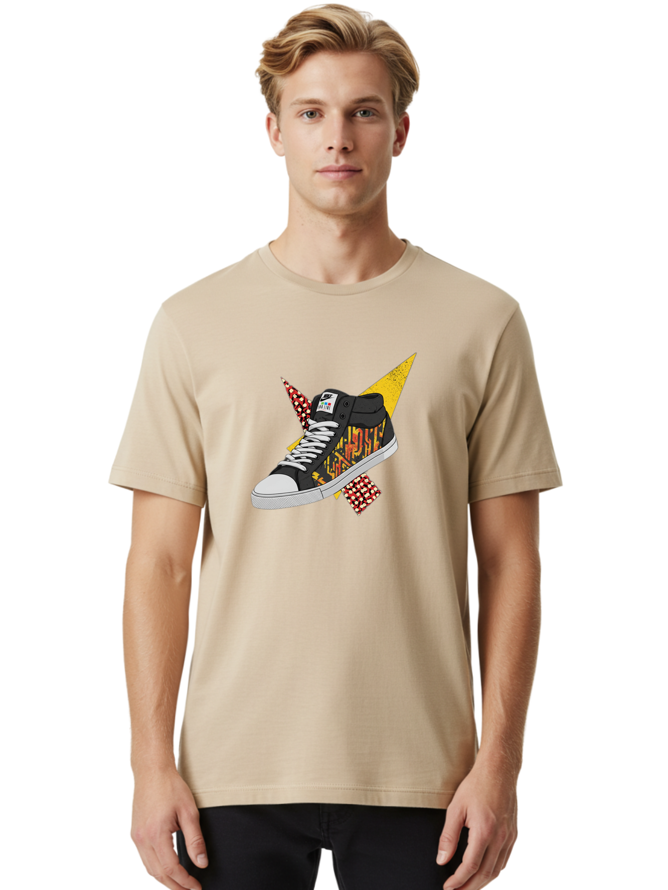 Vans Men'S Graphic Tee, 100% Cotton, Comfortable Casual Summer Wear, Machine Washable, Nike Sb Sneakers, Black And Yellow Design, White Laces, Streetwear Fashion, Skateboarding Shoes, Bold Graphics, Colorful Accents, Youth Culture Bad882