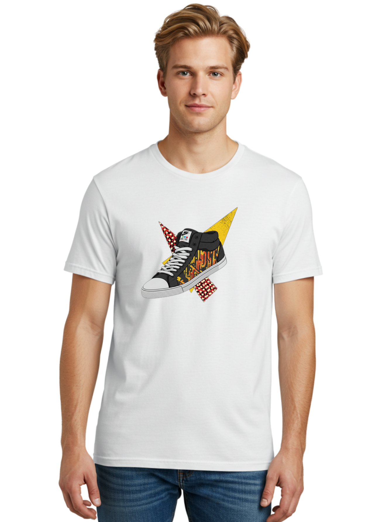 Vans Men'S Graphic Tee, 100% Cotton, Comfortable Casual Summer Wear, Machine Washable, Nike Sb Sneakers, Black And Yellow Design, White Laces, Streetwear Fashion, Skateboarding Shoes, Bold Graphics, Colorful Accents, Youth Culture Bad882