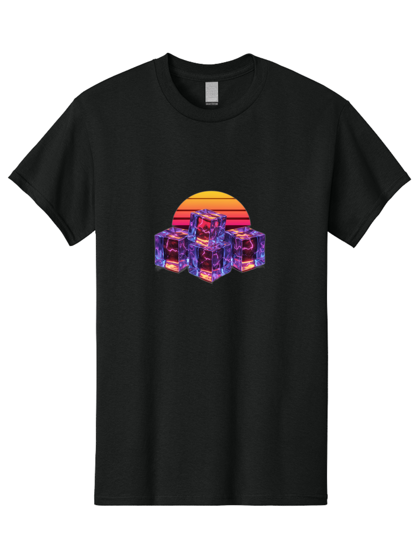 Vaporwave-Cubes Men'S Graphic Tee, 100% Cotton, Comfortable Casual Summer Wear, Machine Washable, Vaporwave Art, Retro Futuristic Style, Neon Lights, Glowing Cubes, 80S Aesthetic, Synthwave, Futuristic Landscape, Retro Colors, Bad884
