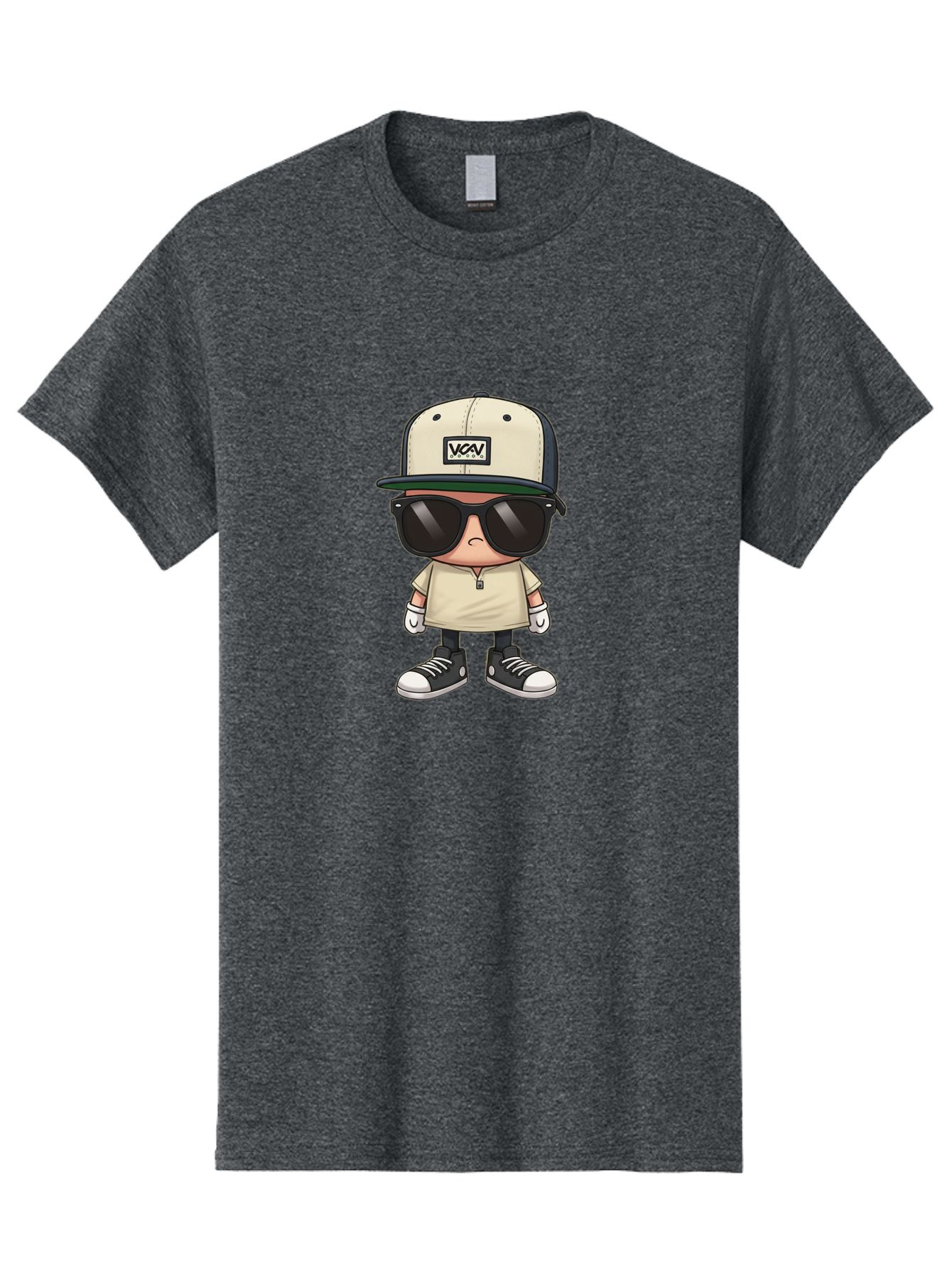 Vca-V-Character Men'S Graphic Tee, 100% Cotton, Comfortable Casual Summer Wear, Machine Washable, Stylish Cartoon Character, Vca Veto Logo, Trendy Clothing, Streetwear Style, Cool Shades, Urban Fashion, Graphic Design, Illustration Art Bad886