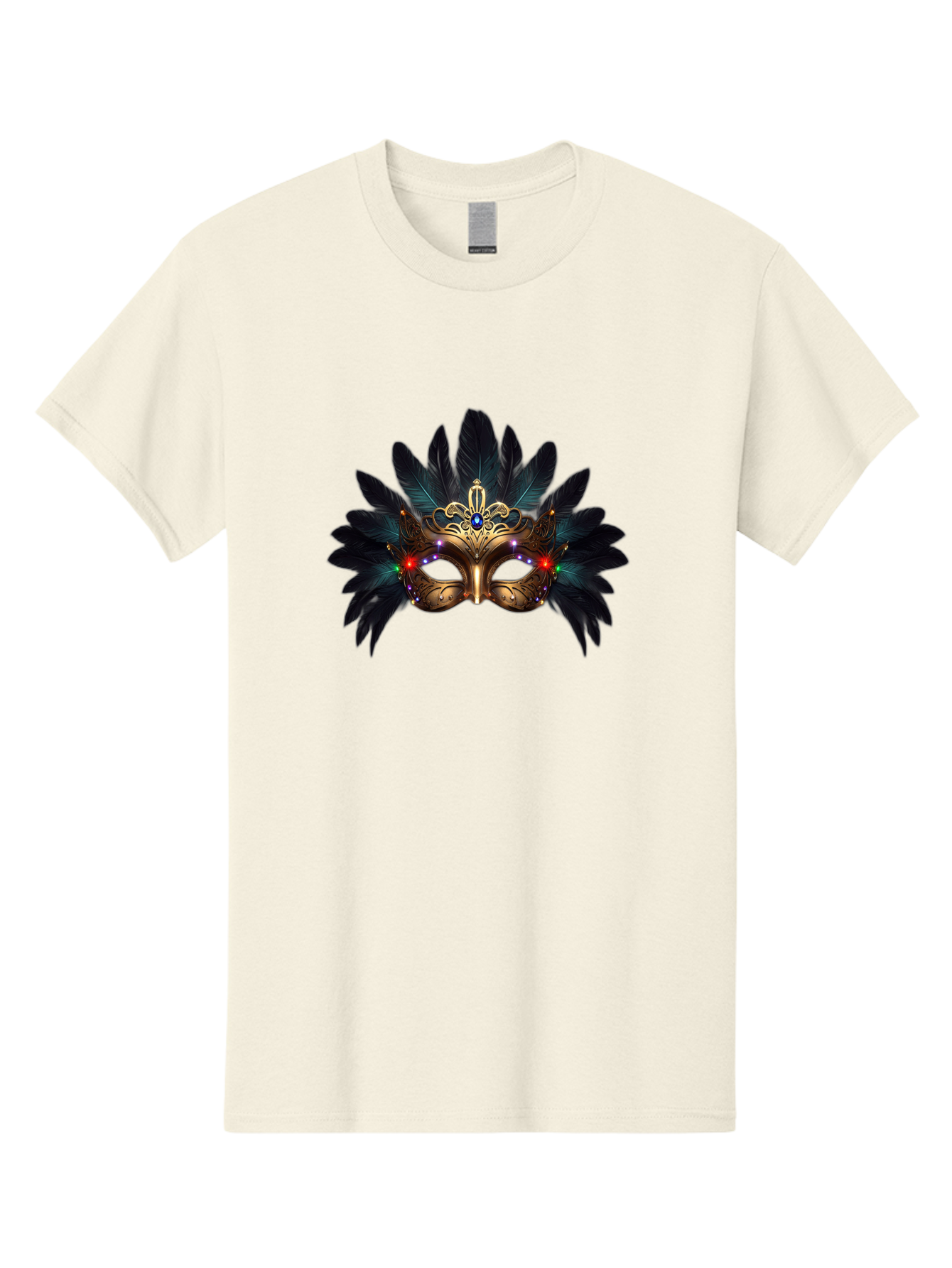 Venetian-Mask-2 Men'S Graphic Tee, 100% Cotton, Comfortable Casual Summer Wear, Machine Washable, Golden Mask, Venetian Mask, Carnival Attire, Masquerade Ball, Decorative Feathers, Gemstone Embellishments, Festive Accessories, Bad889
