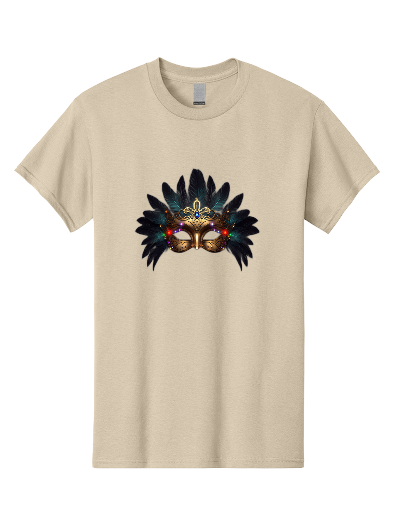 Venetian-Mask-2 Men'S Graphic Tee, 100% Cotton, Comfortable Casual Summer Wear, Machine Washable, Golden Mask, Venetian Mask, Carnival Attire, Masquerade Ball, Decorative Feathers, Gemstone Embellishments, Festive Accessories, Bad889