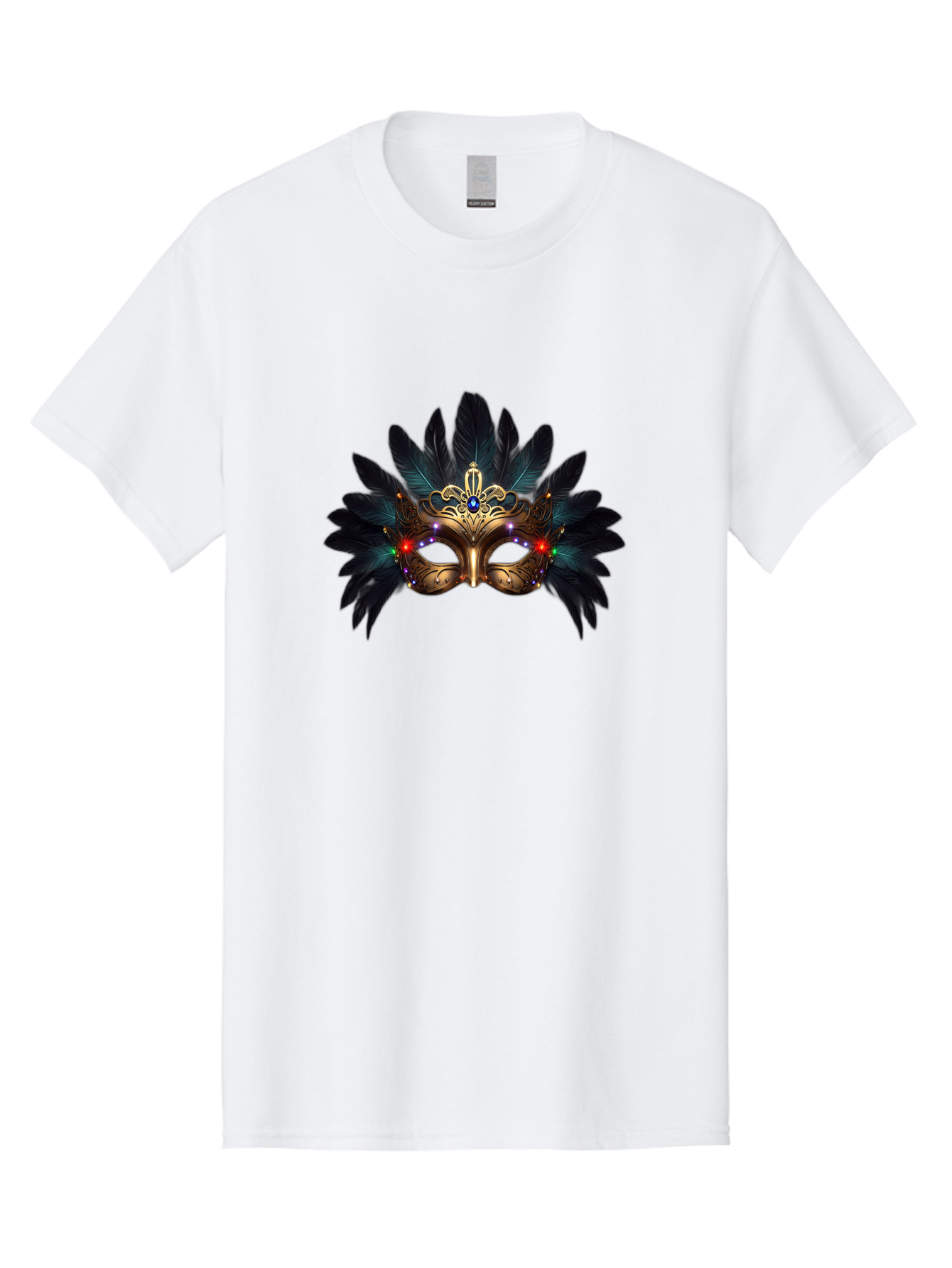 Venetian-Mask-2 Men'S Graphic Tee, 100% Cotton, Comfortable Casual Summer Wear, Machine Washable, Golden Mask, Venetian Mask, Carnival Attire, Masquerade Ball, Decorative Feathers, Gemstone Embellishments, Festive Accessories, Bad889
