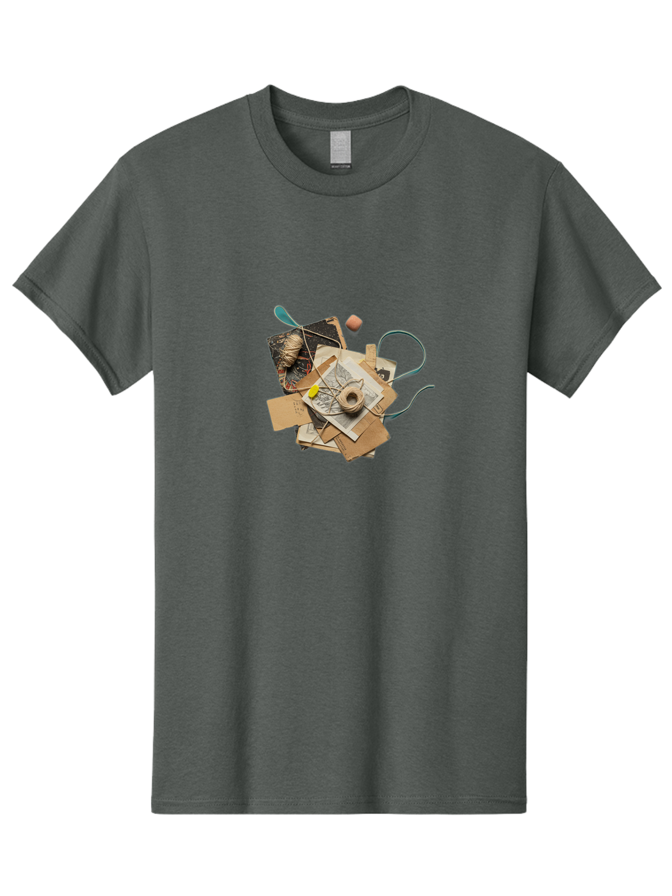 Vintage-Crafting-Collage Men'S Graphic Tee, 100% Cotton, Comfortable Casual Summer Wear, Machine Washable, Craft Supplies, Paper Craft, Diy Project, Crafting Materials, Scrapbooking, Art Supplies, Handmade Crafts, Sewing Kit, Craft Station, Bad895