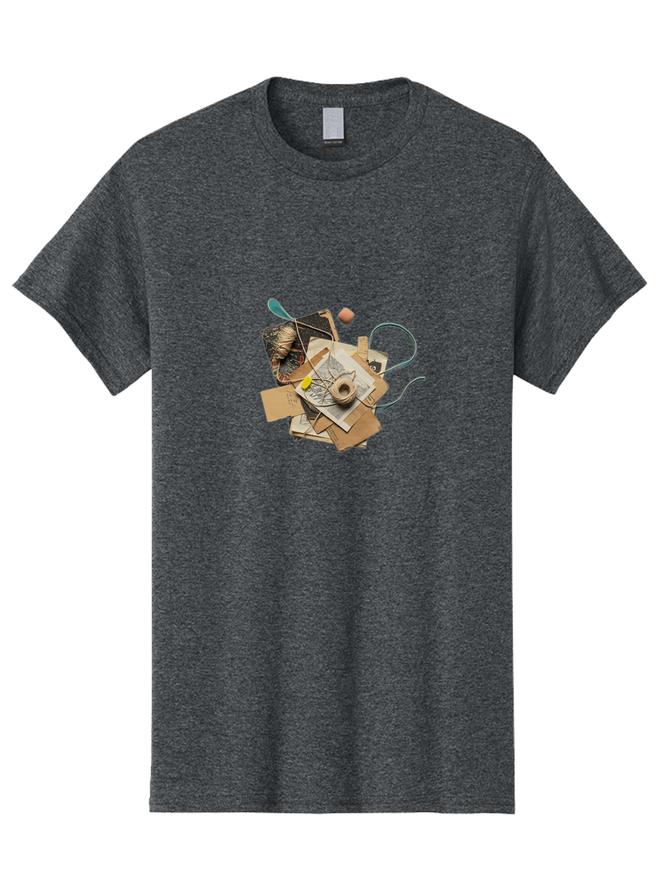 Vintage-Crafting-Collage Men'S Graphic Tee, 100% Cotton, Comfortable Casual Summer Wear, Machine Washable, Craft Supplies, Paper Craft, Diy Project, Crafting Materials, Scrapbooking, Art Supplies, Handmade Crafts, Sewing Kit, Craft Station, Bad895