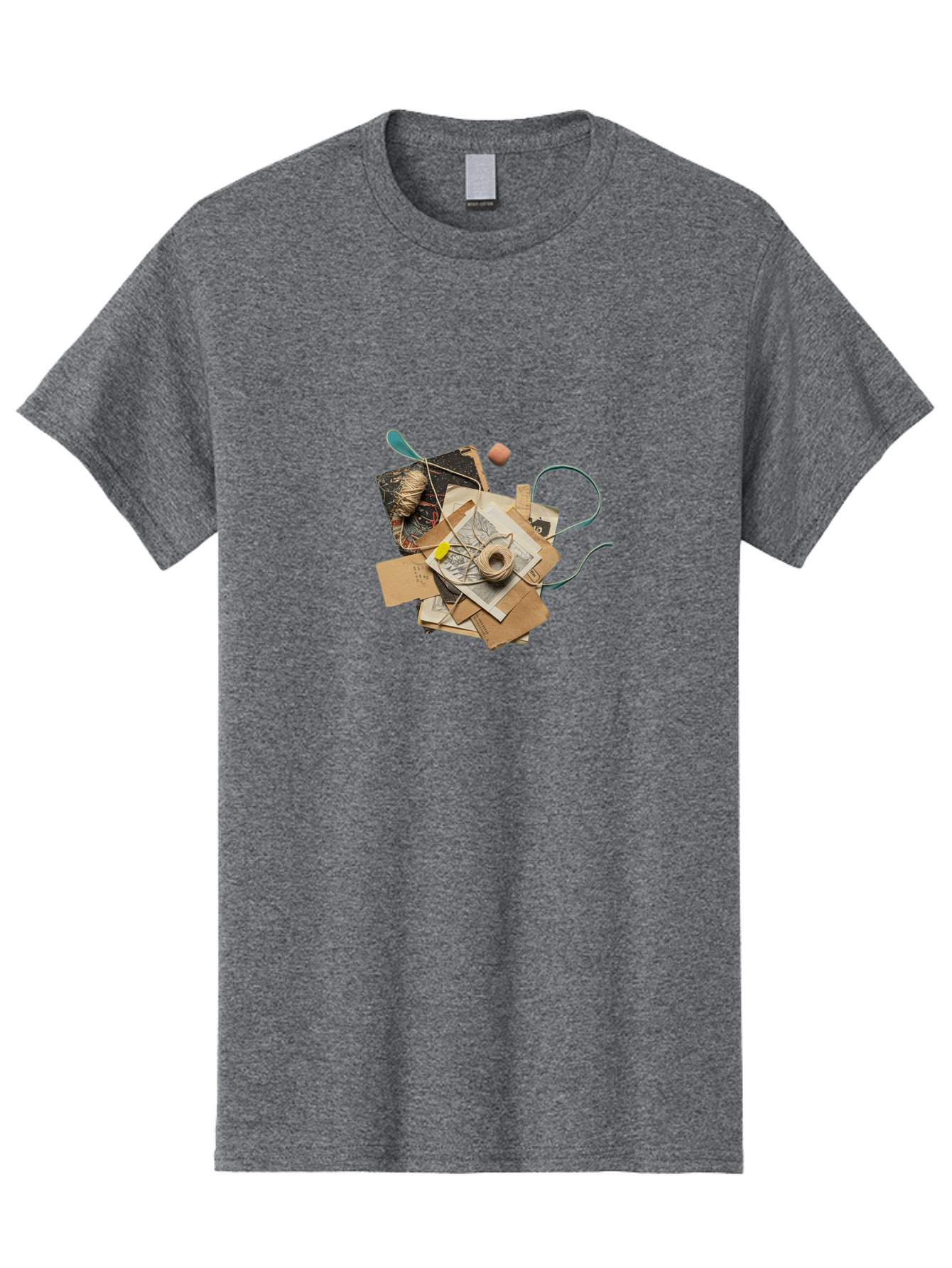 Vintage-Crafting-Collage Men'S Graphic Tee, 100% Cotton, Comfortable Casual Summer Wear, Machine Washable, Craft Supplies, Paper Craft, Diy Project, Crafting Materials, Scrapbooking, Art Supplies, Handmade Crafts, Sewing Kit, Craft Station, Bad895
