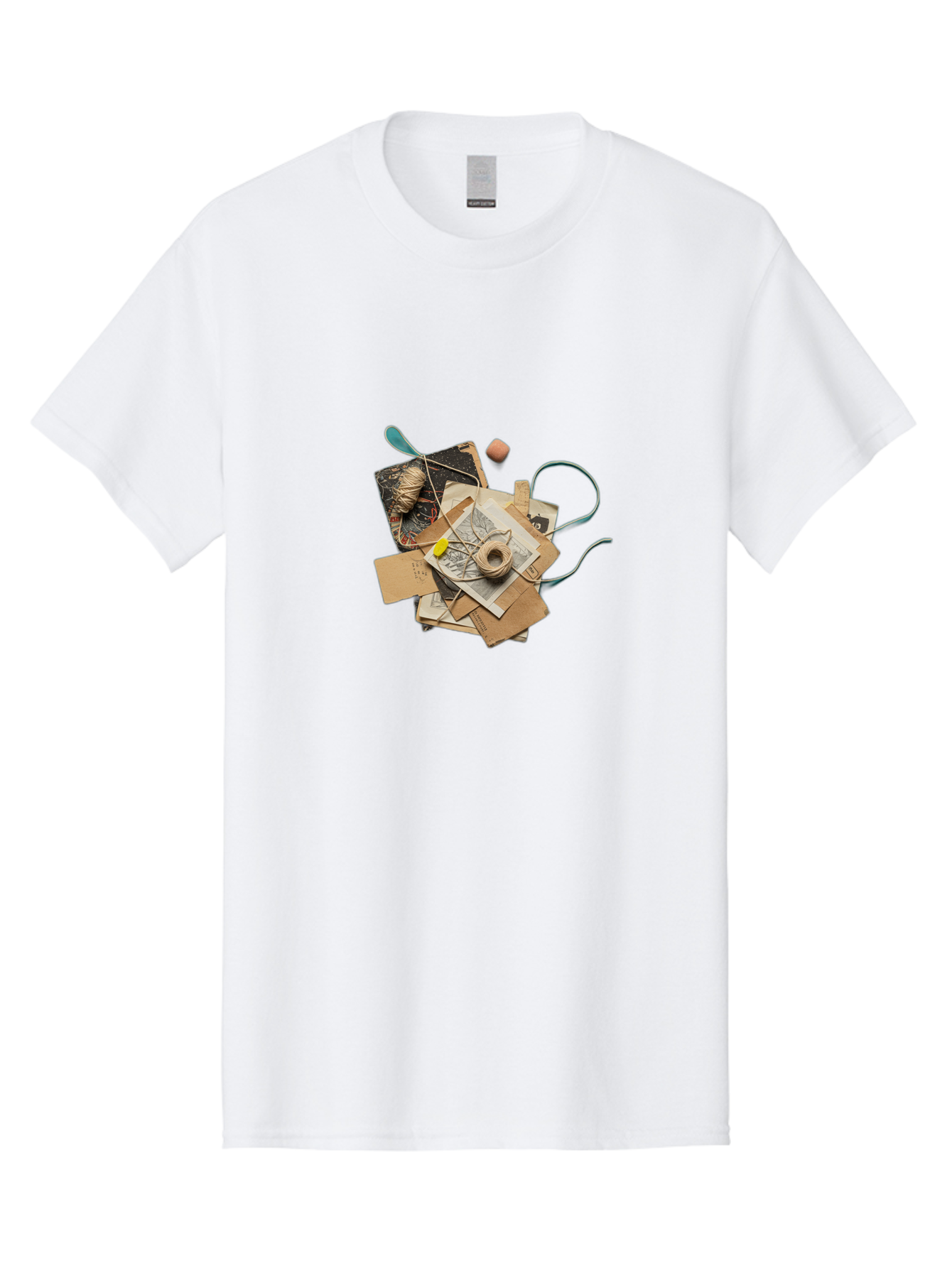 Vintage-Crafting-Collage Men'S Graphic Tee, 100% Cotton, Comfortable Casual Summer Wear, Machine Washable, Craft Supplies, Paper Craft, Diy Project, Crafting Materials, Scrapbooking, Art Supplies, Handmade Crafts, Sewing Kit, Craft Station, Bad895