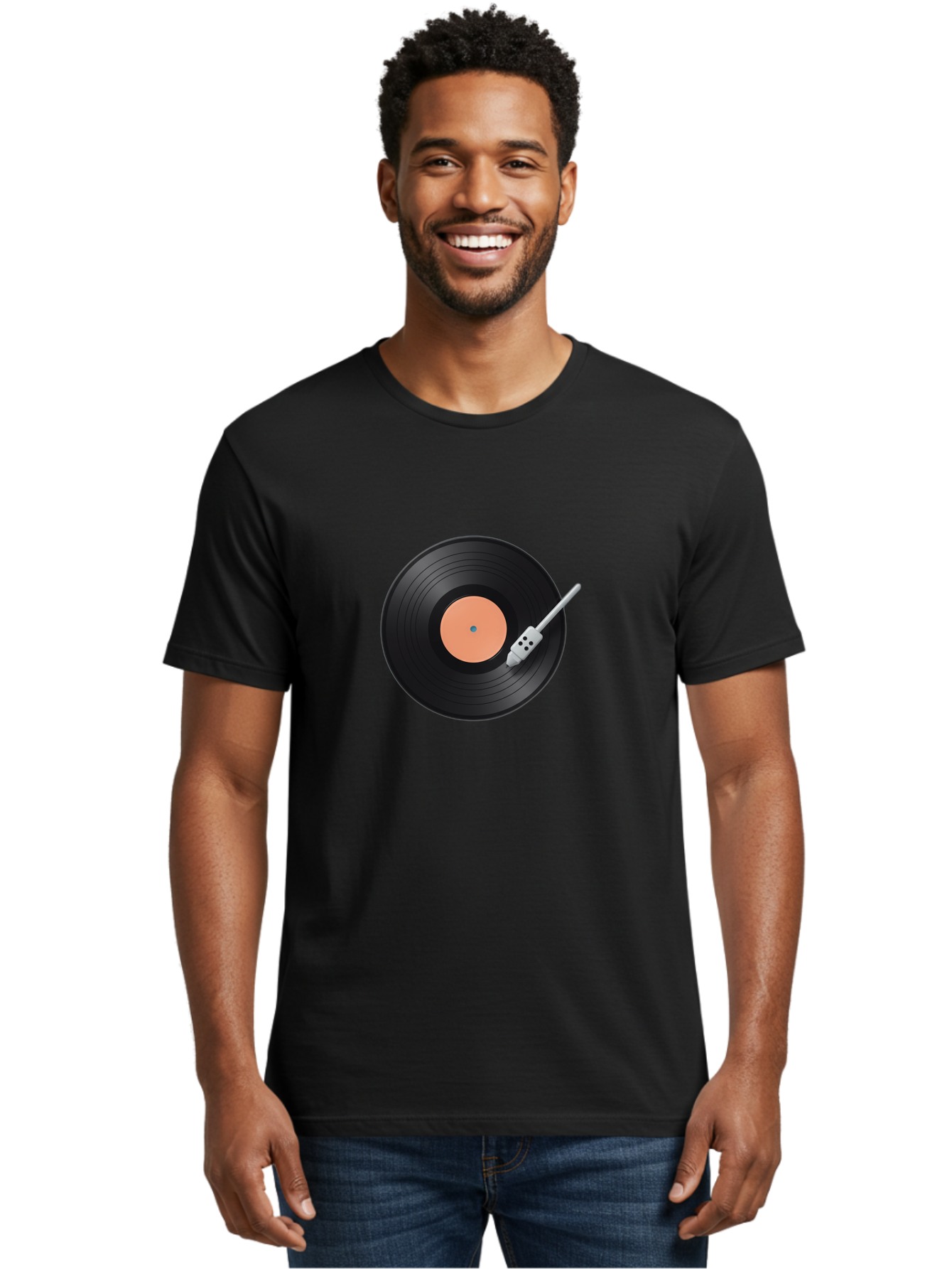 Vinyl-Record-1 Men'S Graphic Tee, 100% Cotton, Comfortable Casual Summer Wear, Machine Washable, Vinyl Record Player, Record Playing, Music Lover, Vinyl Collector, Retro Music, Nostalgic Sound, Classic Tunes, Analog Music, Turntable, Bad896