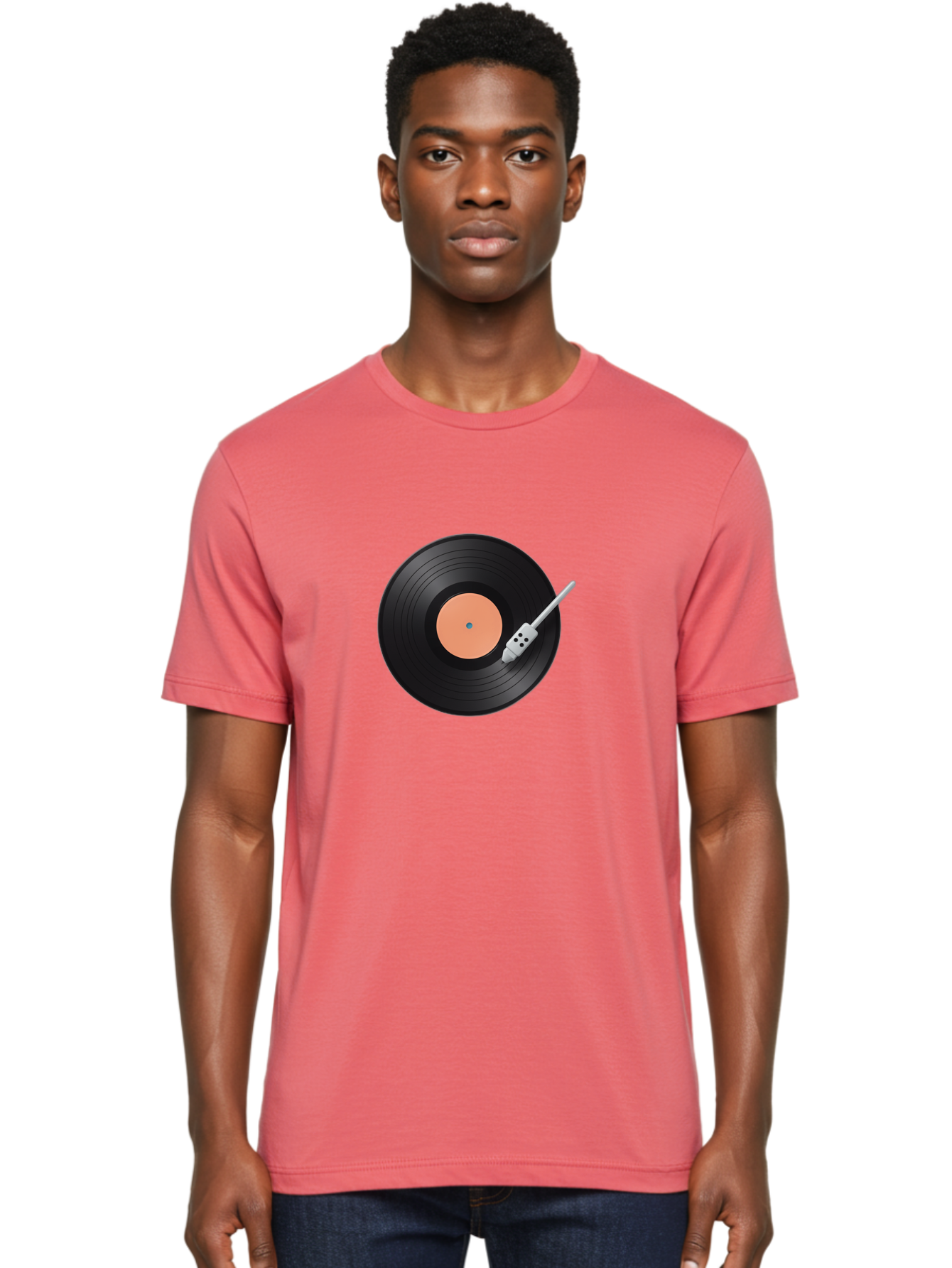 Vinyl-Record-1 Men'S Graphic Tee, 100% Cotton, Comfortable Casual Summer Wear, Machine Washable, Vinyl Record Player, Record Playing, Music Lover, Vinyl Collector, Retro Music, Nostalgic Sound, Classic Tunes, Analog Music, Turntable, Bad896