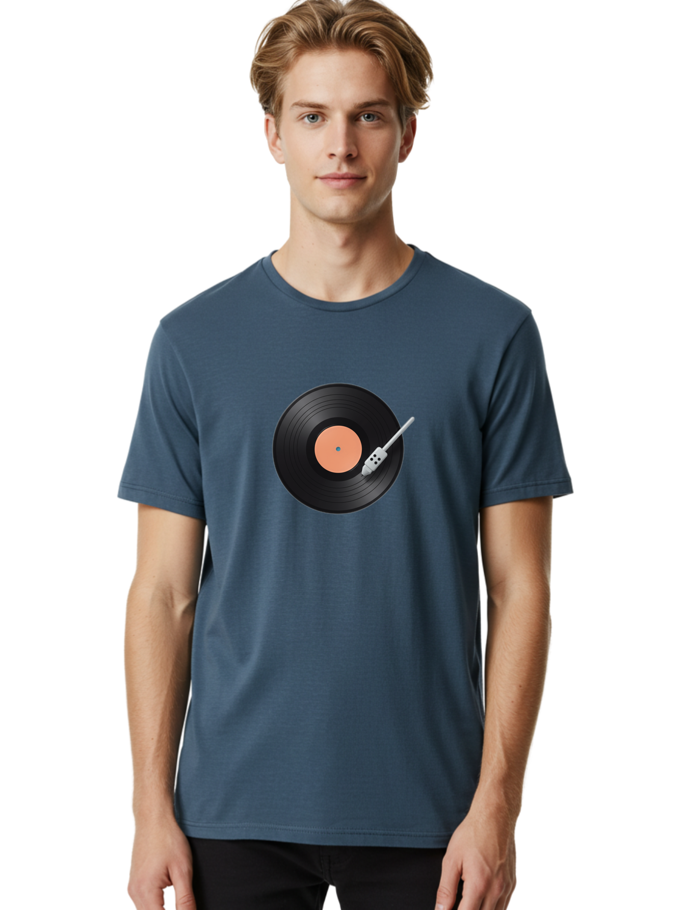 Vinyl-Record-1 Men'S Graphic Tee, 100% Cotton, Comfortable Casual Summer Wear, Machine Washable, Vinyl Record Player, Record Playing, Music Lover, Vinyl Collector, Retro Music, Nostalgic Sound, Classic Tunes, Analog Music, Turntable, Bad896