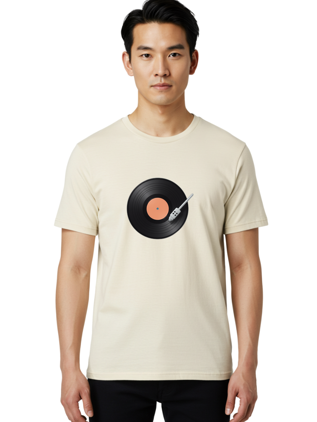 Vinyl-Record-1 Men'S Graphic Tee, 100% Cotton, Comfortable Casual Summer Wear, Machine Washable, Vinyl Record Player, Record Playing, Music Lover, Vinyl Collector, Retro Music, Nostalgic Sound, Classic Tunes, Analog Music, Turntable, Bad896