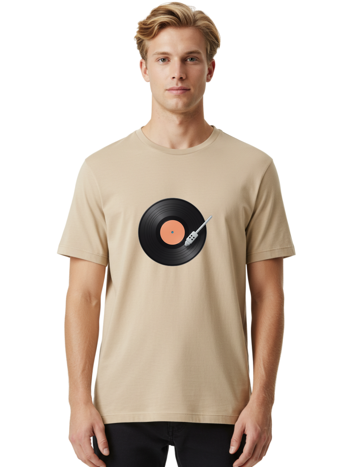 Vinyl-Record-1 Men'S Graphic Tee, 100% Cotton, Comfortable Casual Summer Wear, Machine Washable, Vinyl Record Player, Record Playing, Music Lover, Vinyl Collector, Retro Music, Nostalgic Sound, Classic Tunes, Analog Music, Turntable, Bad896