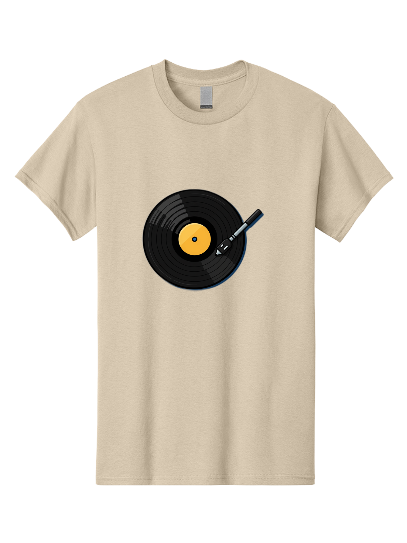Vinyl-Record-2 Men'S Graphic Tee, 100% Cotton, Comfortable Casual Summer Wear, Machine Washable, Vinyl Record Player, Black Vinyl, Yellow Label, Spinning Records, Music Nostalgia, Retro Audio, Dj Equipment, Vinyl Culture Bad897