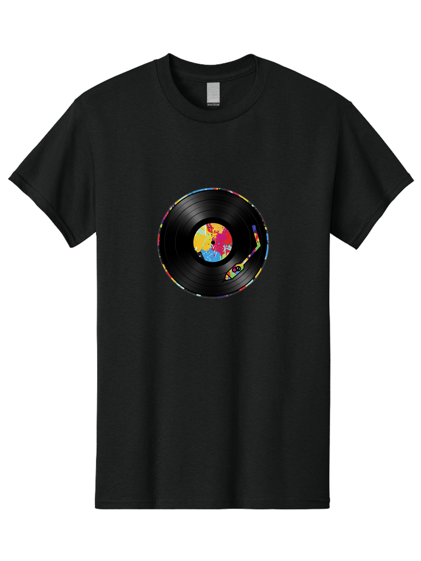 Vinyl-Record-3 Men'S Graphic Tee, 100% Cotton, Comfortable Casual Summer Wear, Machine Washable, Vinyl Record, Colorful Label, Music Art, Paint Splatter Design, Album Cover, Music Lover, Retro Vibe, Record Collector Bad898