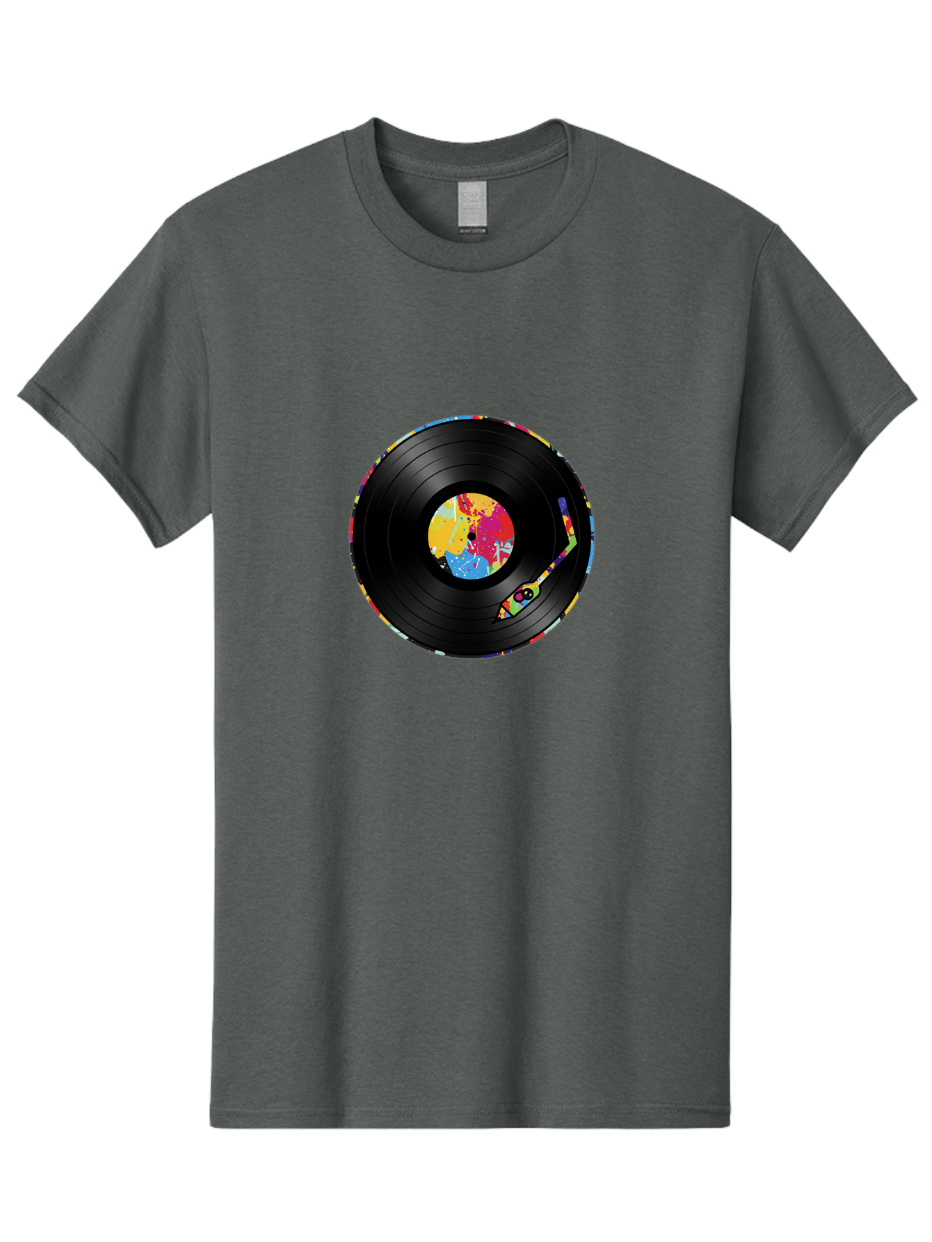 Vinyl-Record-3 Men'S Graphic Tee, 100% Cotton, Comfortable Casual Summer Wear, Machine Washable, Vinyl Record, Colorful Label, Music Art, Paint Splatter Design, Album Cover, Music Lover, Retro Vibe, Record Collector Bad898