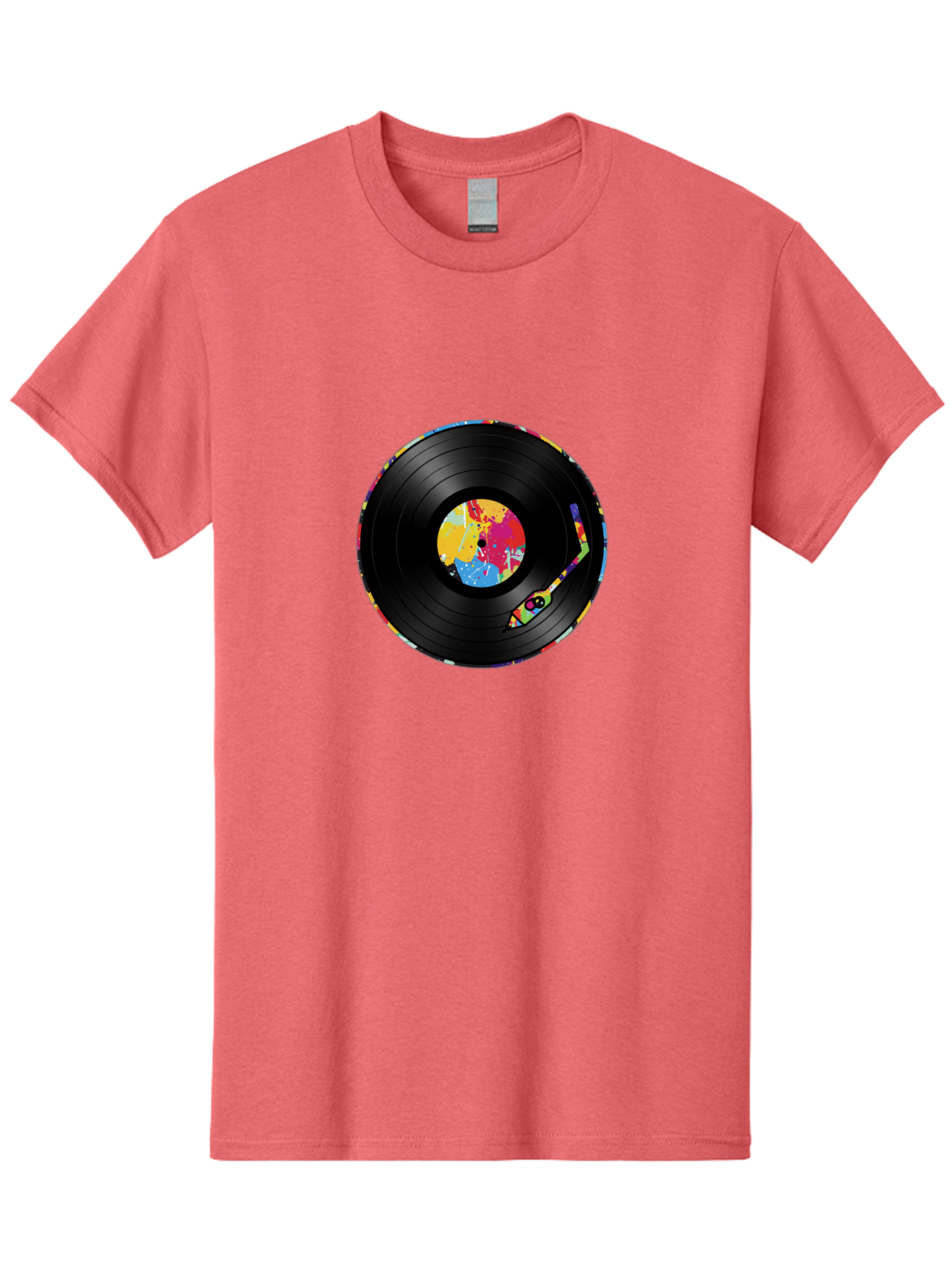Vinyl-Record-3 Men'S Graphic Tee, 100% Cotton, Comfortable Casual Summer Wear, Machine Washable, Vinyl Record, Colorful Label, Music Art, Paint Splatter Design, Album Cover, Music Lover, Retro Vibe, Record Collector Bad898