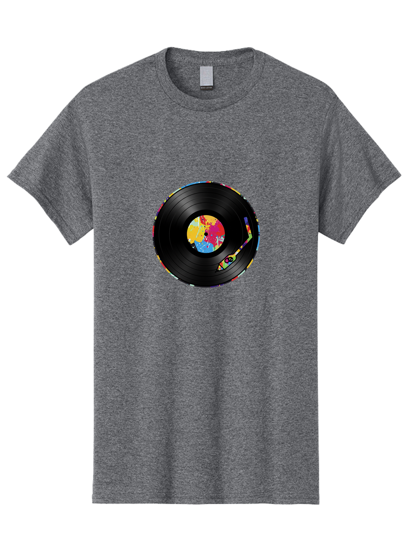 Vinyl-Record-3 Men'S Graphic Tee, 100% Cotton, Comfortable Casual Summer Wear, Machine Washable, Vinyl Record, Colorful Label, Music Art, Paint Splatter Design, Album Cover, Music Lover, Retro Vibe, Record Collector Bad898